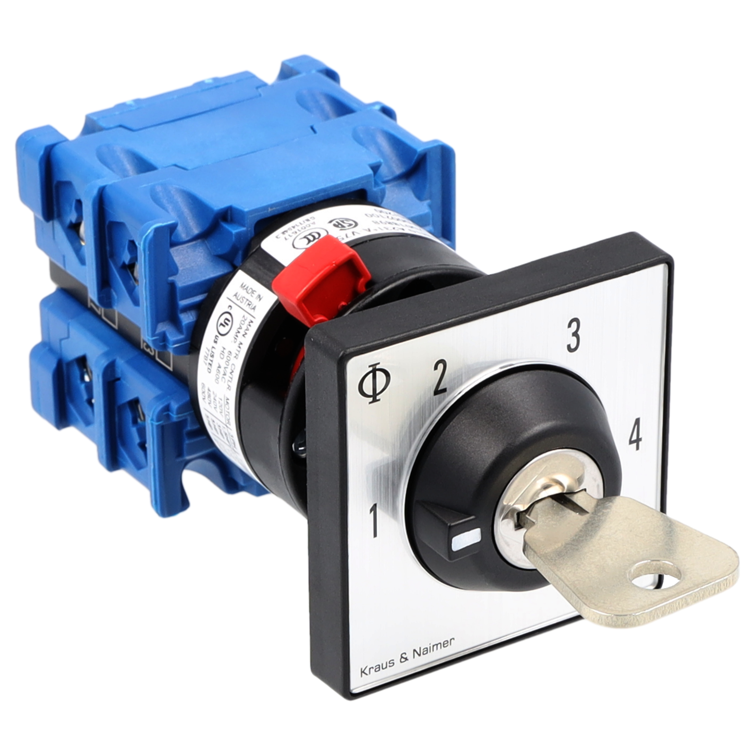 Key switch; Multi-step switch 1-4; 1-pole; 1-2-3-4; single hole mounting; Key-Lock Device
