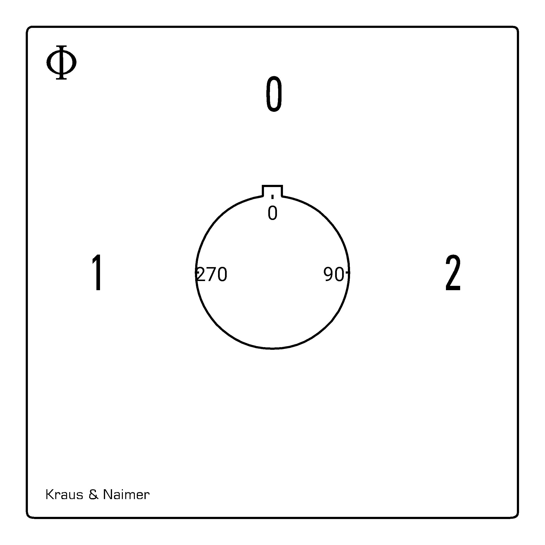 Key switch; Changeover switch w. OFF; 1-pole; 1-0-2; Flush mounting; Key-Lock Device