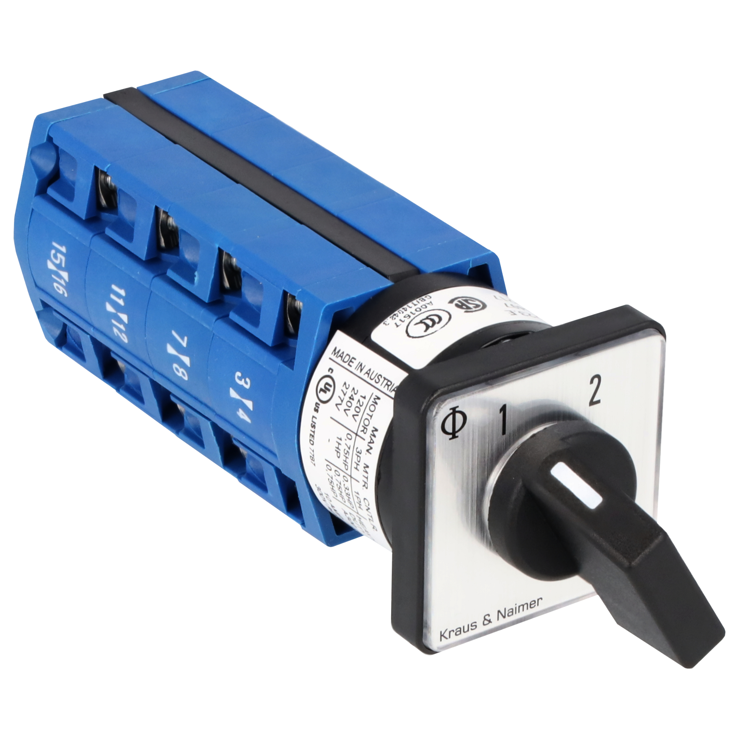 Umschalter o.0; 4-polig; 1-2; Fronteinbau 2-Loch