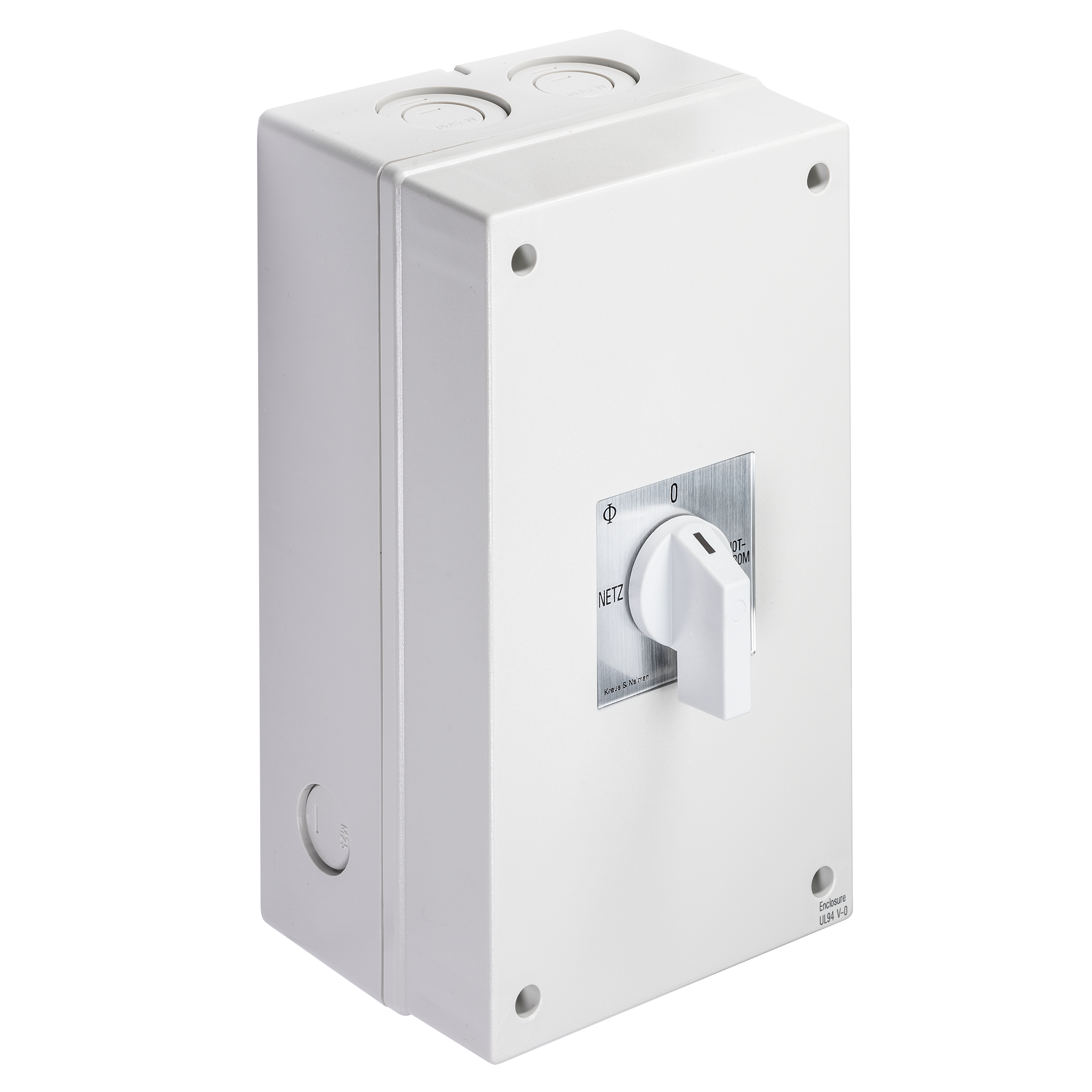 Changeover switch w. OFF; 4-pole; NETZ-0-NOTSTROM; Plastic housing