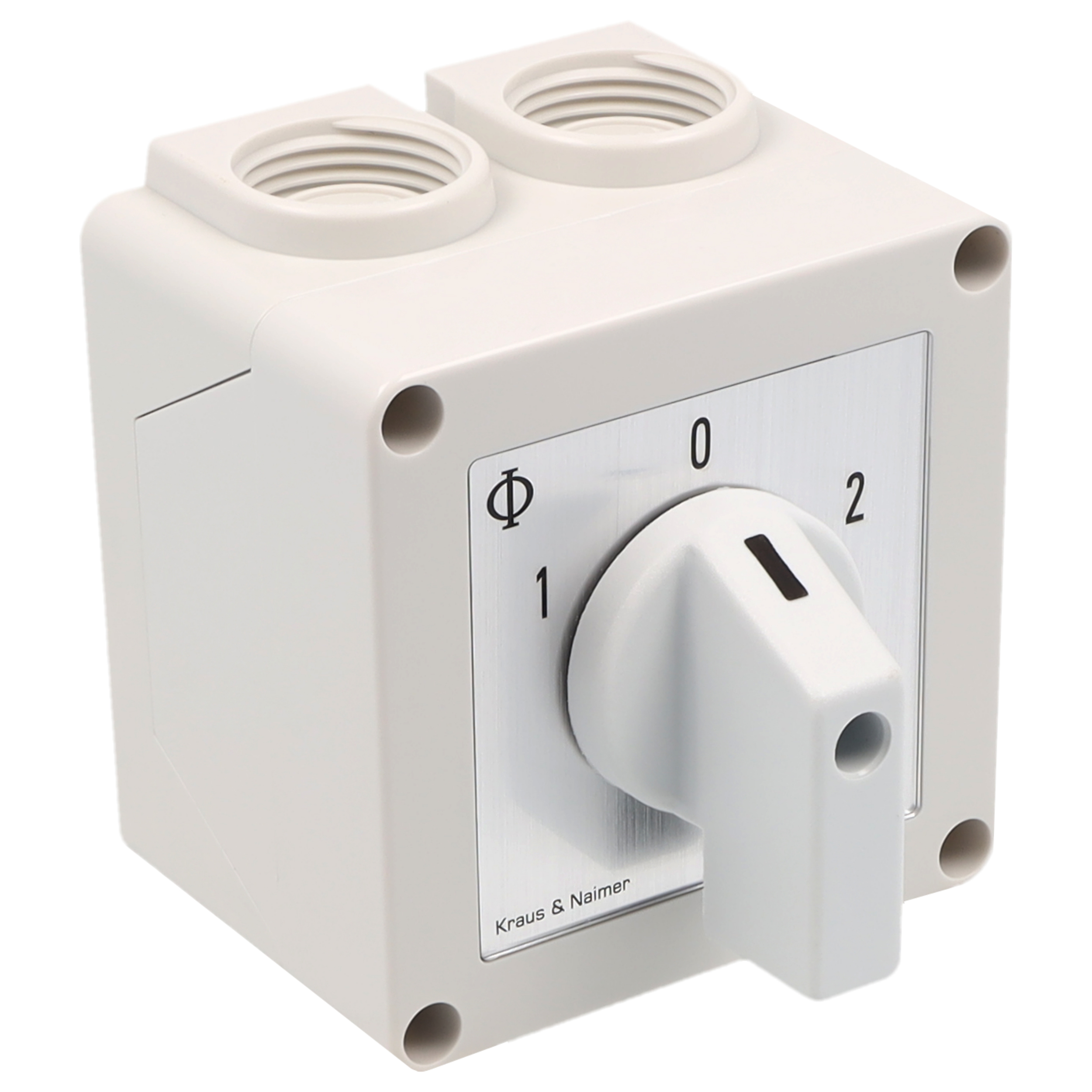 Changeover switch w. OFF; 2-pole; 1-0-2; Plastic housing
