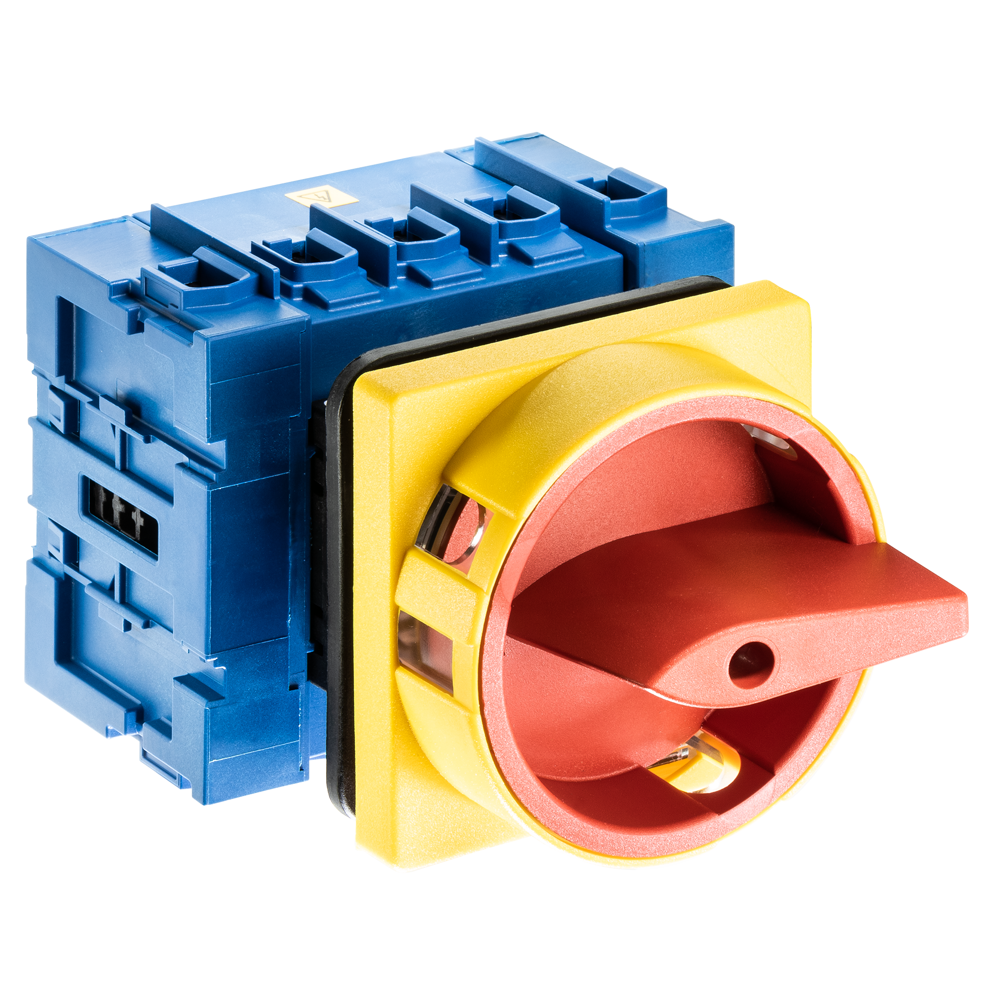 Hauptschalter; Ausschalter + PE/N; 3-polig; 0-I; Fronteinbau 4-Loch; Sperrvorrichtung; rot, gelb