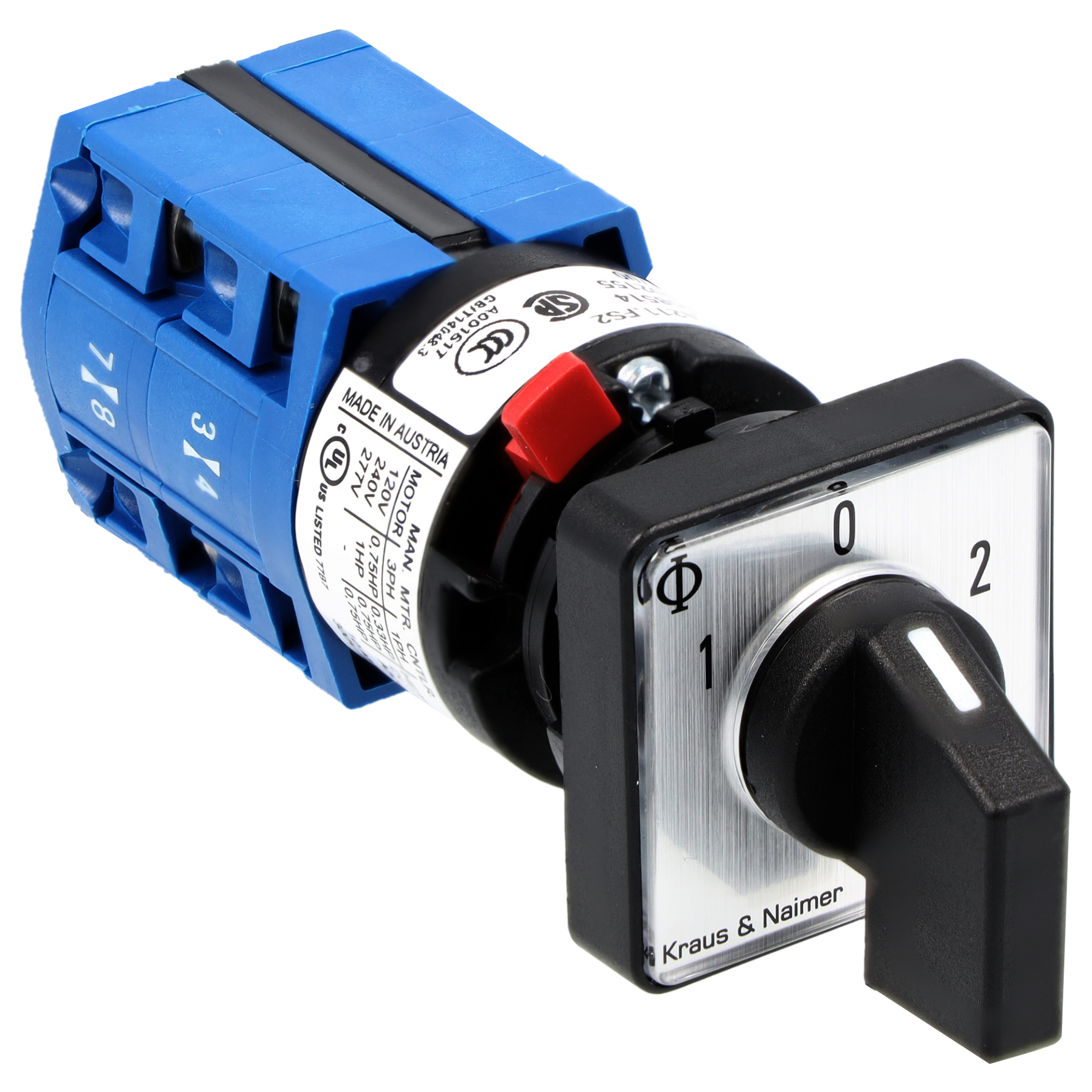 Umschalter m.0, galv.getr.; 2-polig; 1-0-2; Zentralbefestigung