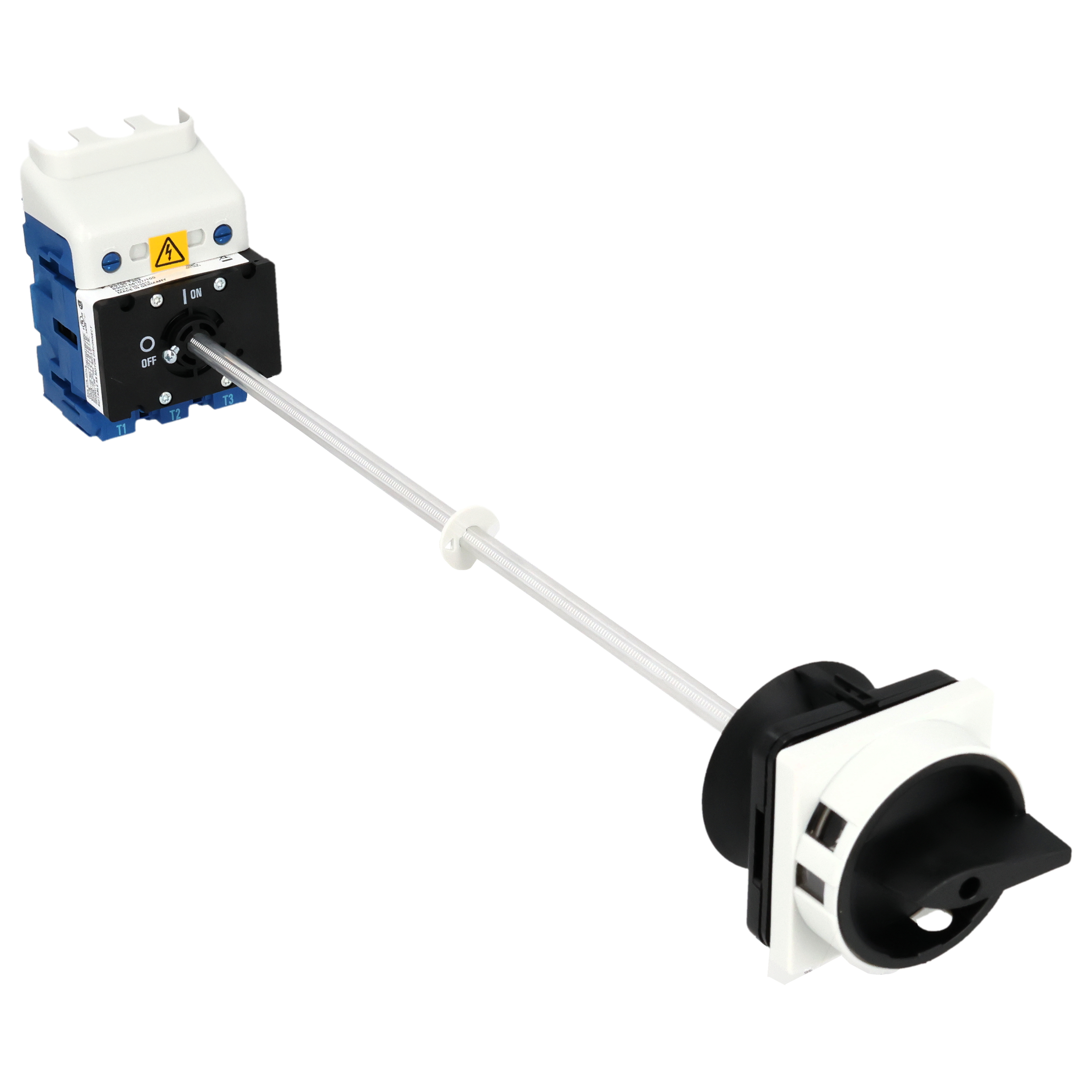 Hauptschalter; Ausschalter; 3-polig; 0-I; Verteilereinbau/Reiheneinbau; Sperrvorrichtung; schwarz; Türkupplung; Achsverlängerung; Klemmenabdeckung