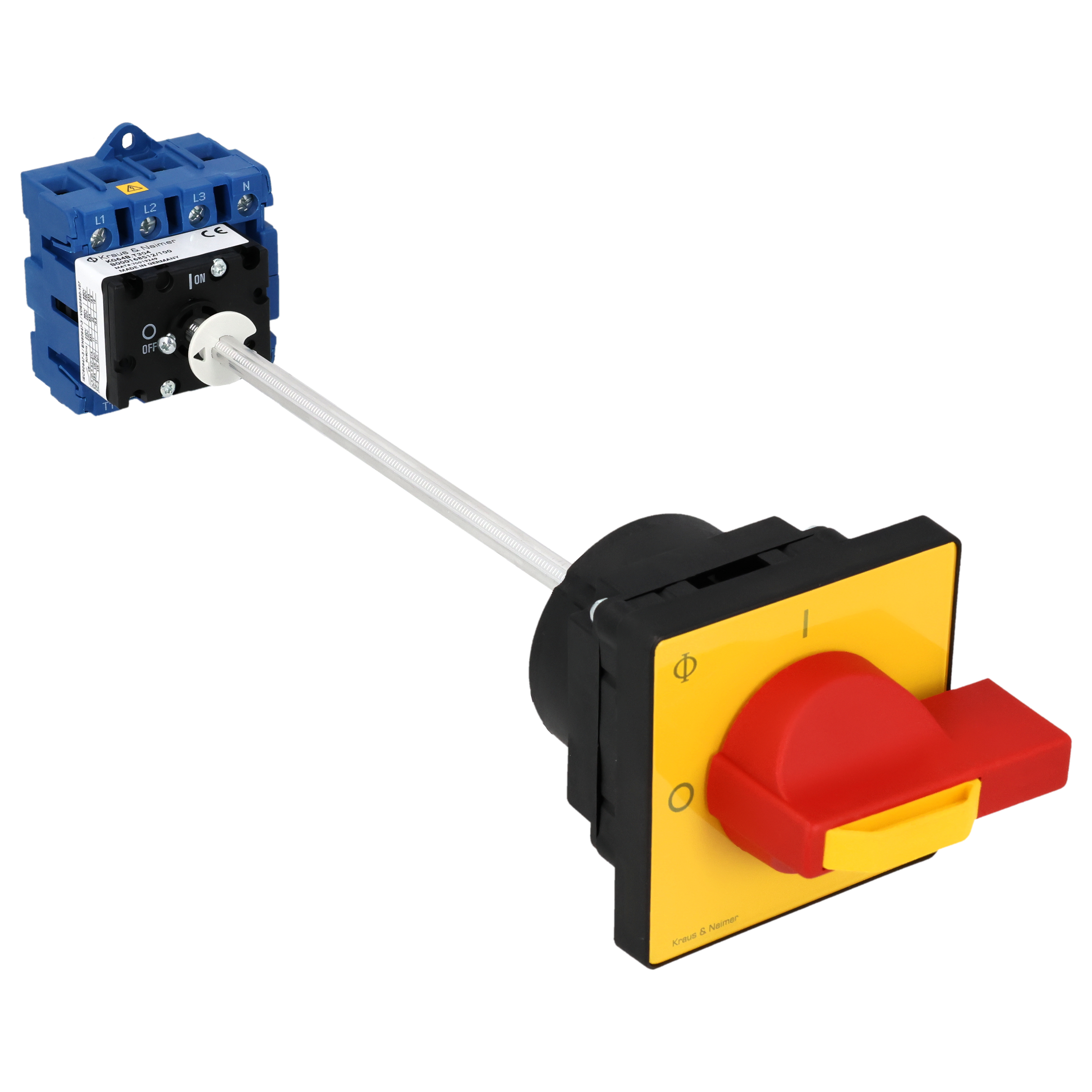 Hauptschalter; Ausschalter; 4-polig; 0-I; Verteilereinbau/Reiheneinbau; Sperrvorrichtung; Achsverlängerung