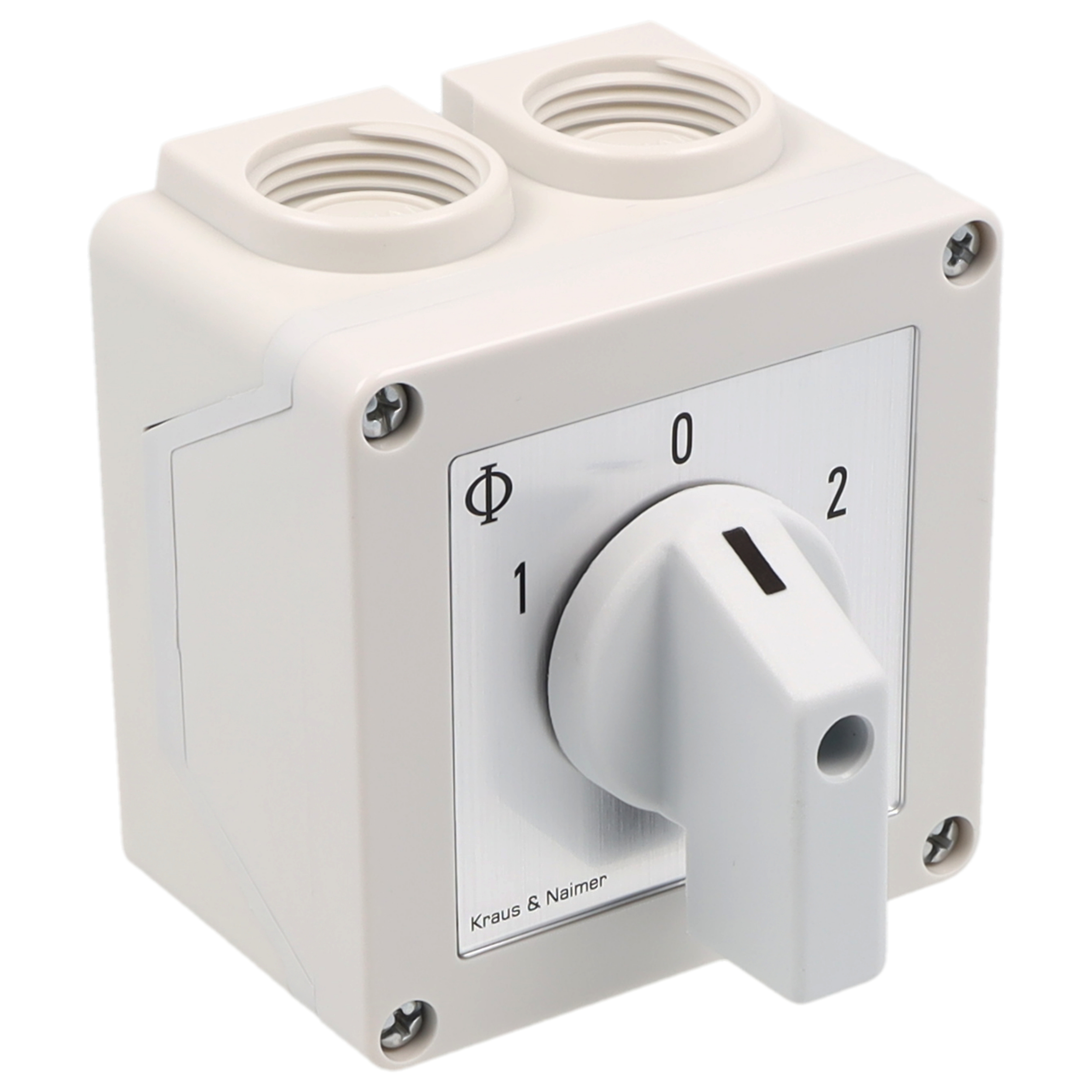 Changeover switch w. OFF; 1-pole; 1-0-2; Plastic housing