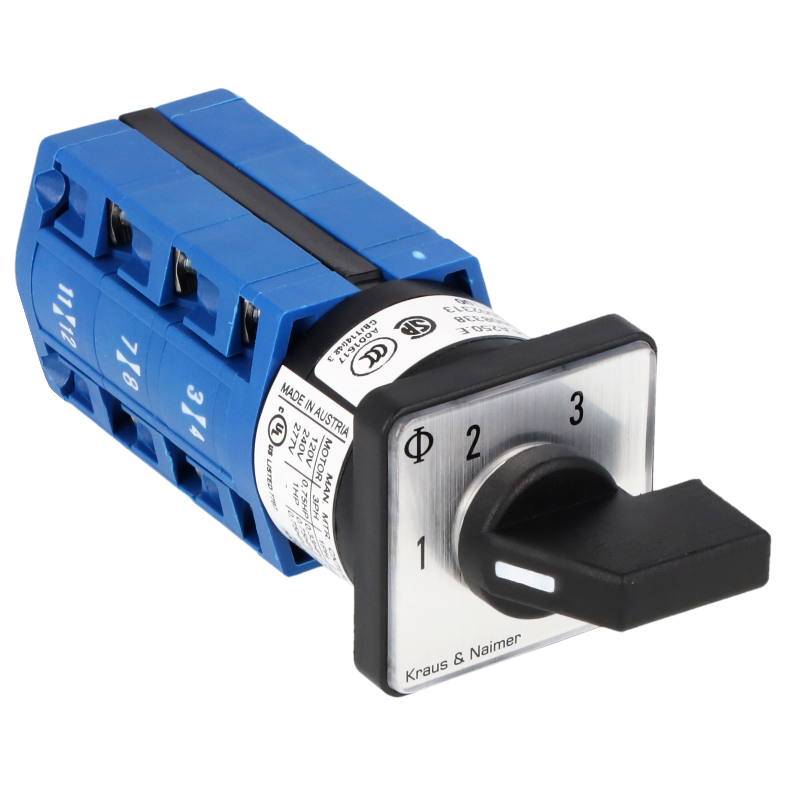 Changeover switch 1>0-2; 3-pole; 1-0-2; Panel mounting 2-hole