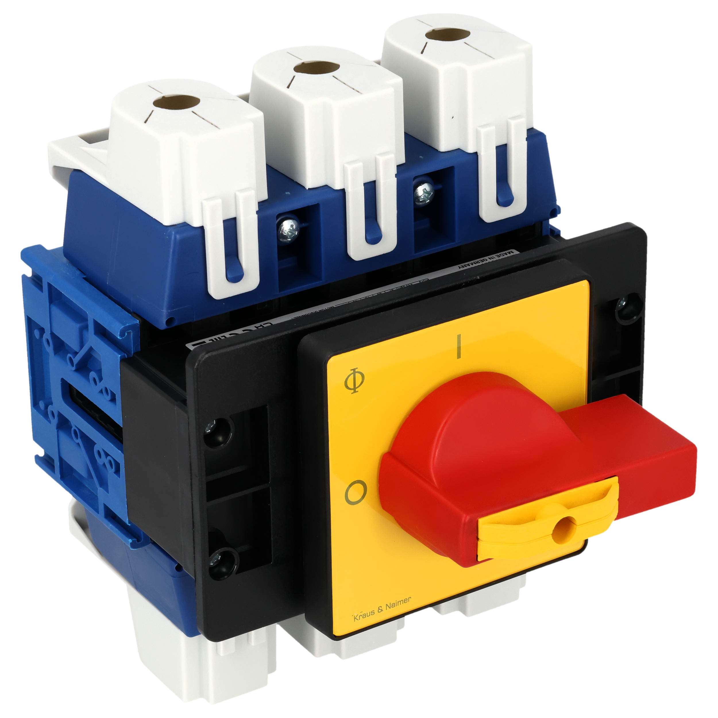 Hauptschalter; Ausschalter; 3-polig; 0-I; Fronteinbau 4-Loch; Sperrvorrichtung; Klemmenabdeckung