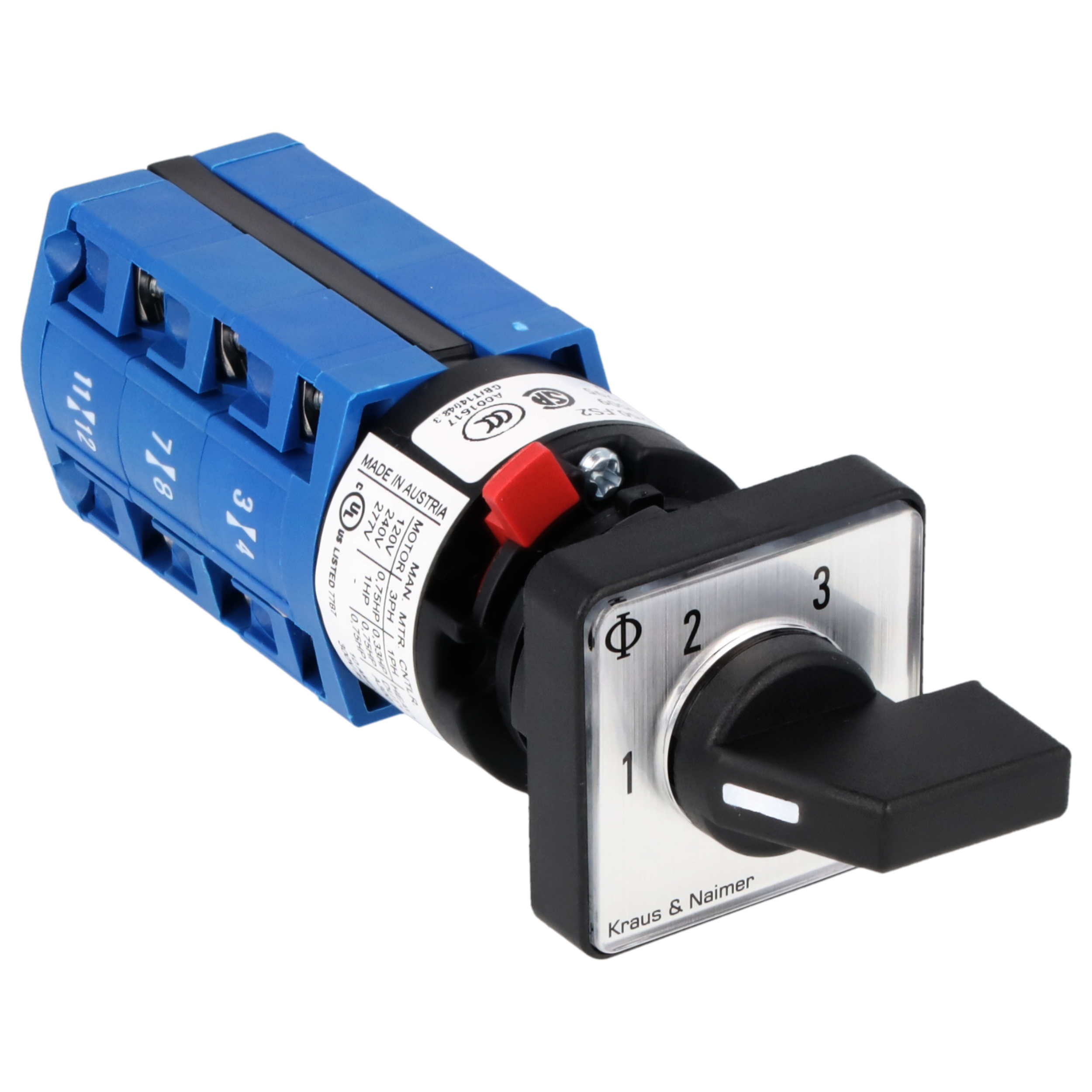 Multi-step switch 1-3; 2-pole; 1-2-3; single hole mounting