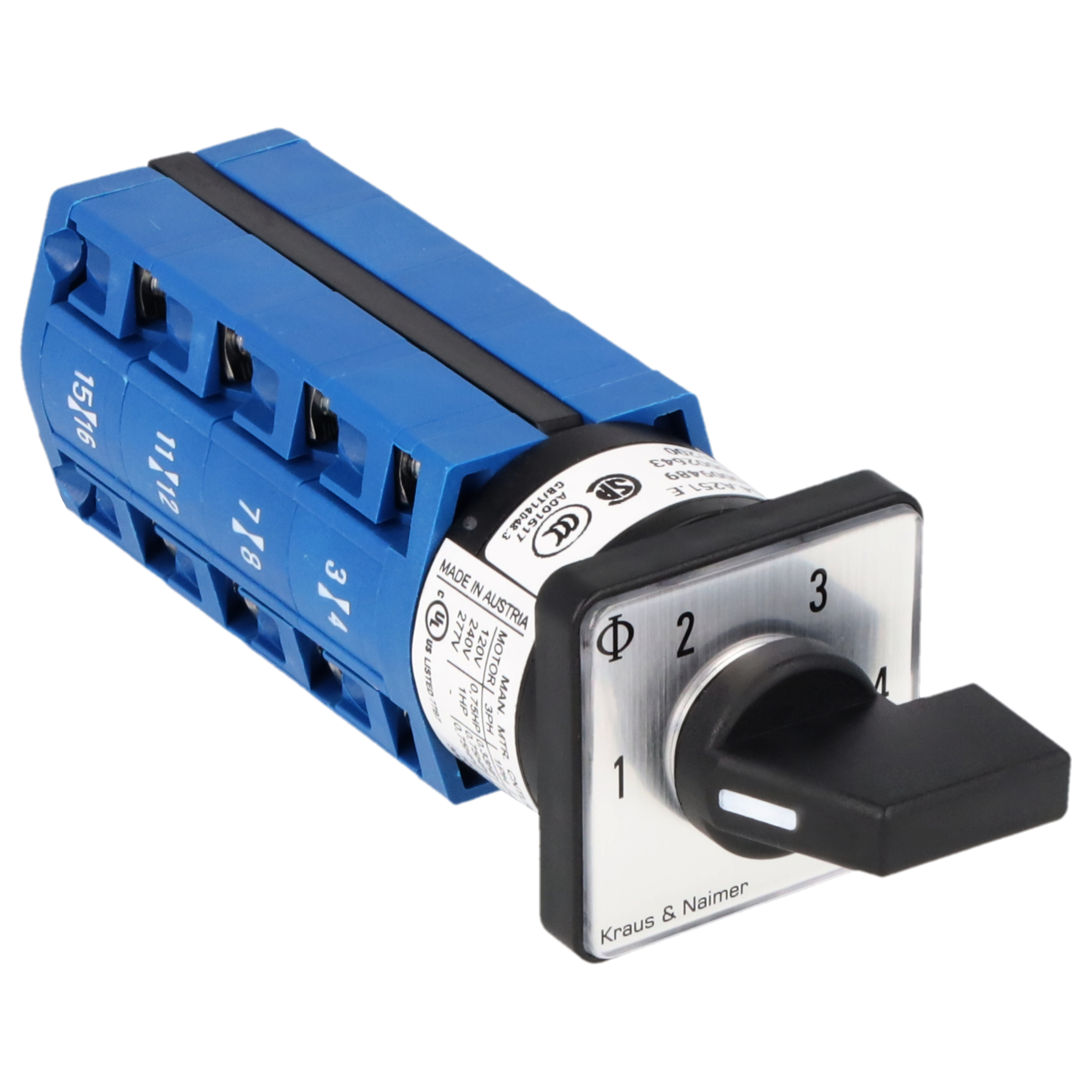 Multi-step switch 1-4; 2-pole; 1-2-3-4; Panel mounting 2-hole