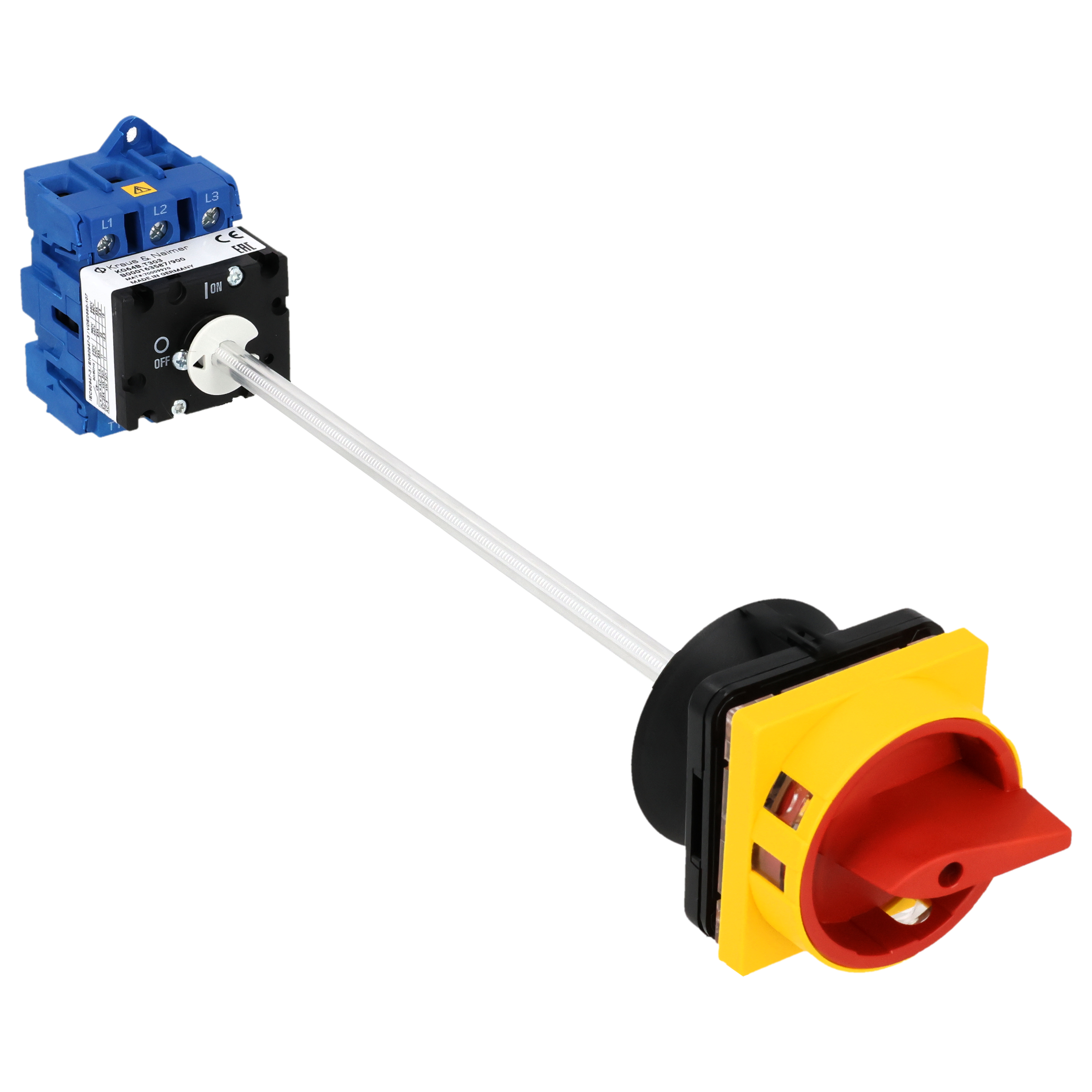 Hauptschalter; Ausschalter; 3-polig; 0-I; Verteilereinbau/Reiheneinbau; Sperrvorrichtung; rot; Türkupplung