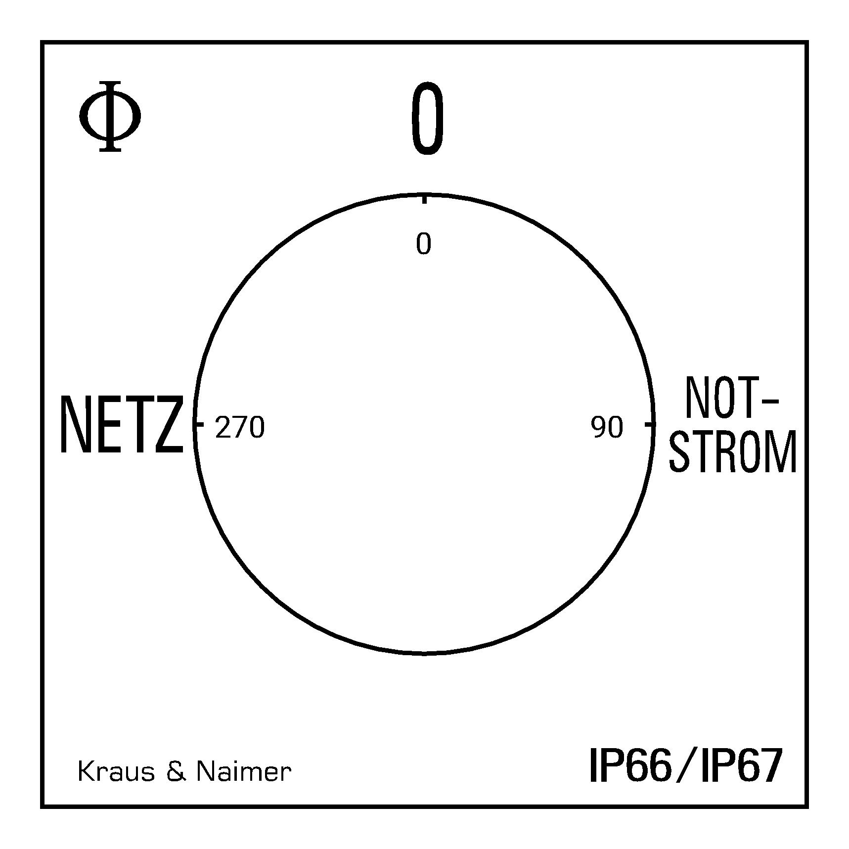 Changeover switch w. OFF; 3-pole; NETZ-0-NOTSTROM; Plastic housing