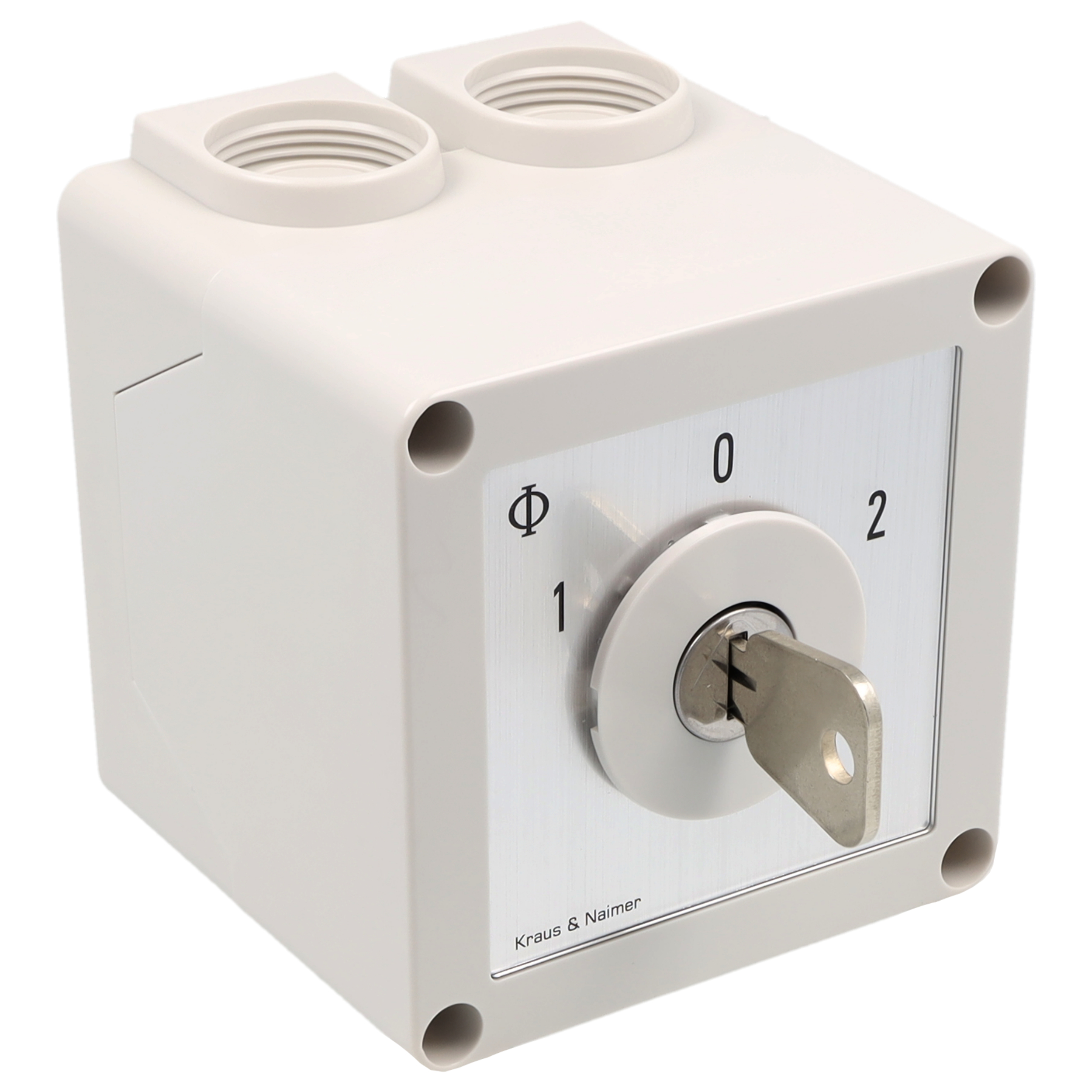 Schlüsselschalter; Umschalter m.0; 1-polig; 1-0-2; Kunststoffgehäuse; Schlüsseleinrichtung