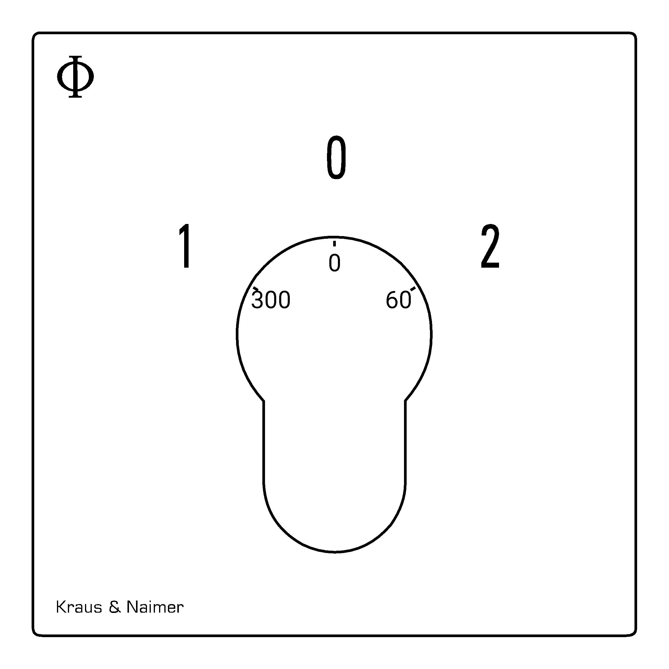 Key switch; Changeover switch w. OFF; 1-pole; 1-0-2; Flush mounting; Key-Lock Device
