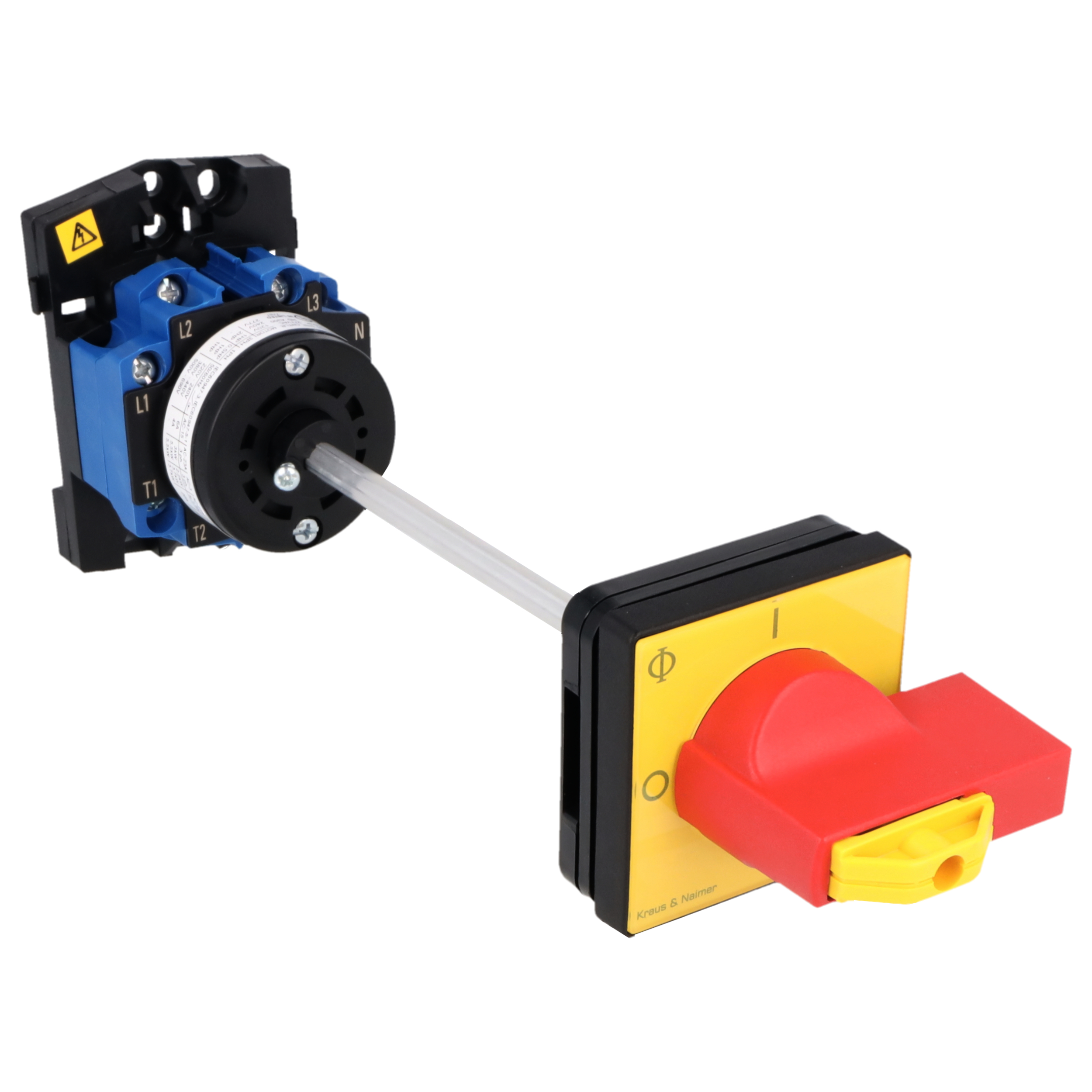 Hauptschalter; Ausschalter; 4-polig; 0-I; Verteilereinbau/Reiheneinbau; Sperrvorrichtung; Türkupplung; Achsverlängerung