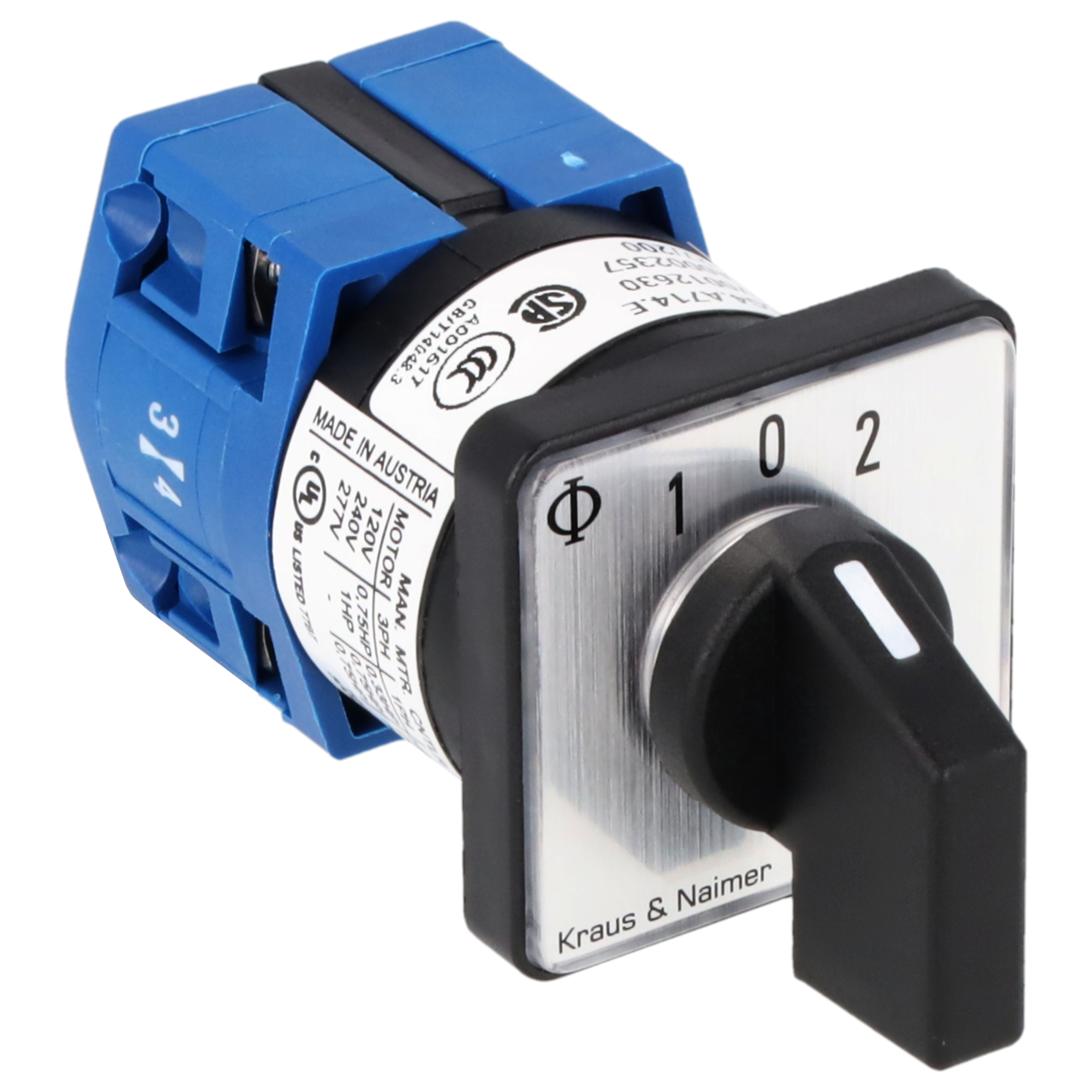 Changeover switch w. OFF, isol. cont., SR; 1-pole; 1-0-1; Panel mounting 2-hole