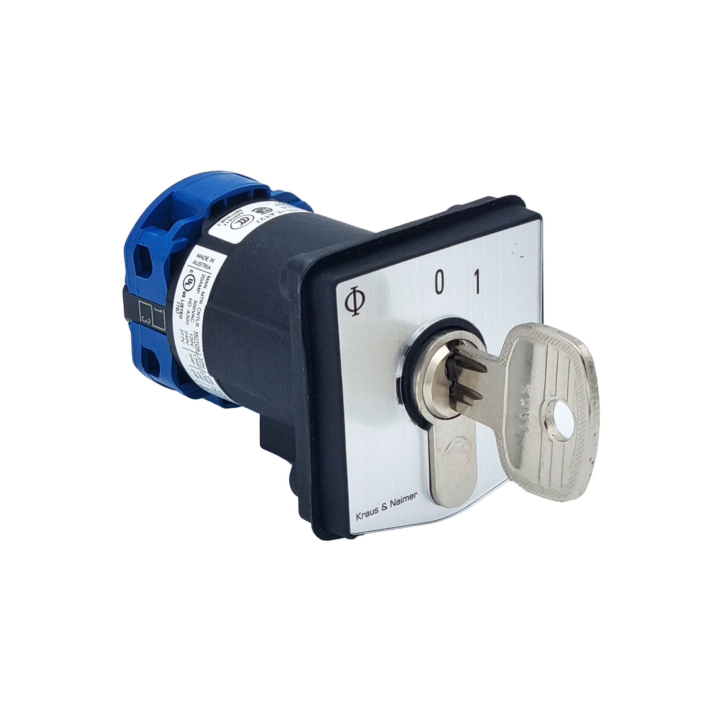 Key switch; ON/OFF switch, SR; 2-pole; 0-1; Panel mounting 4-hole; Key-Lock Device