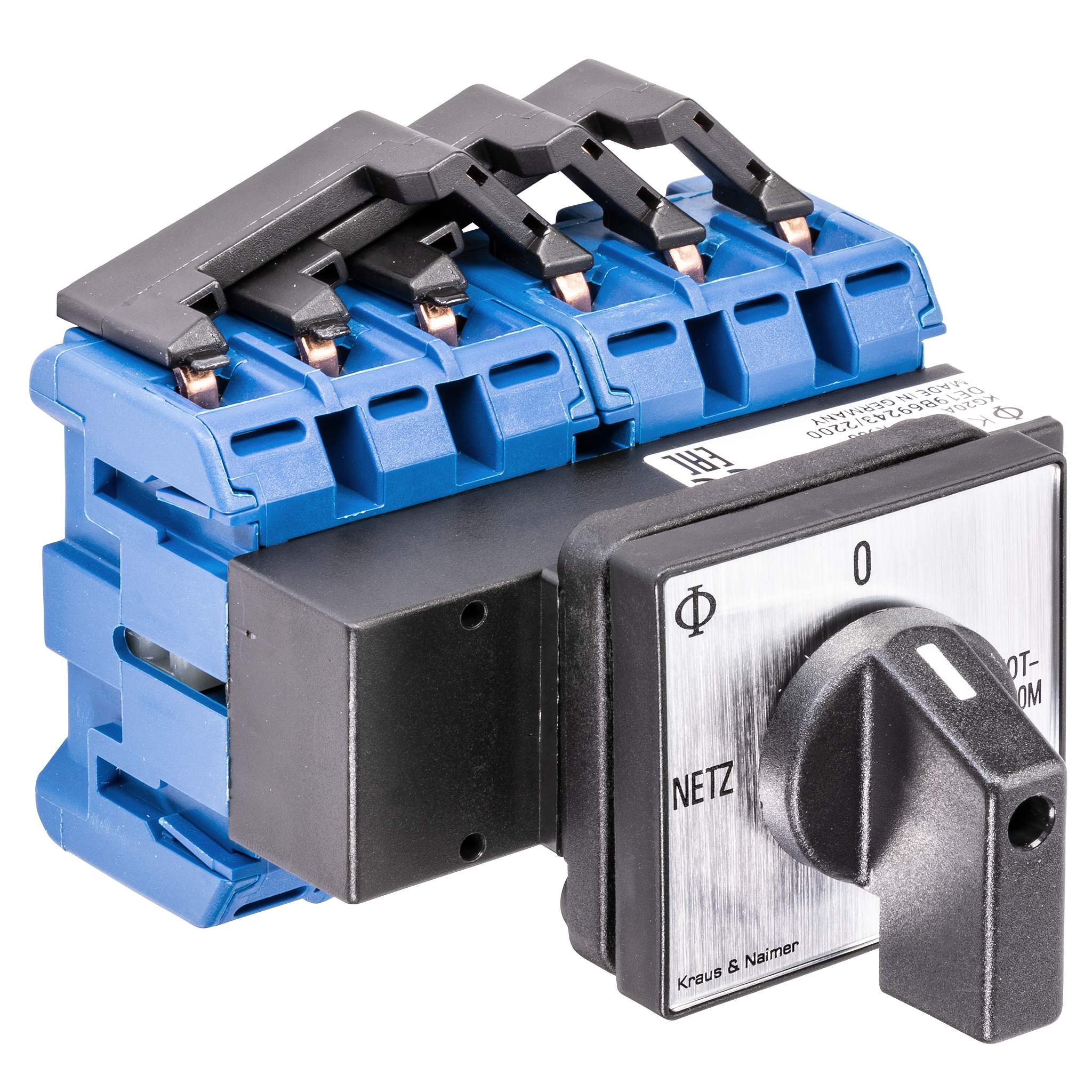 Changeover switch w. OFF; 3-pole; NETZ-0-NOTSTROM; Panel mounting 4-hole