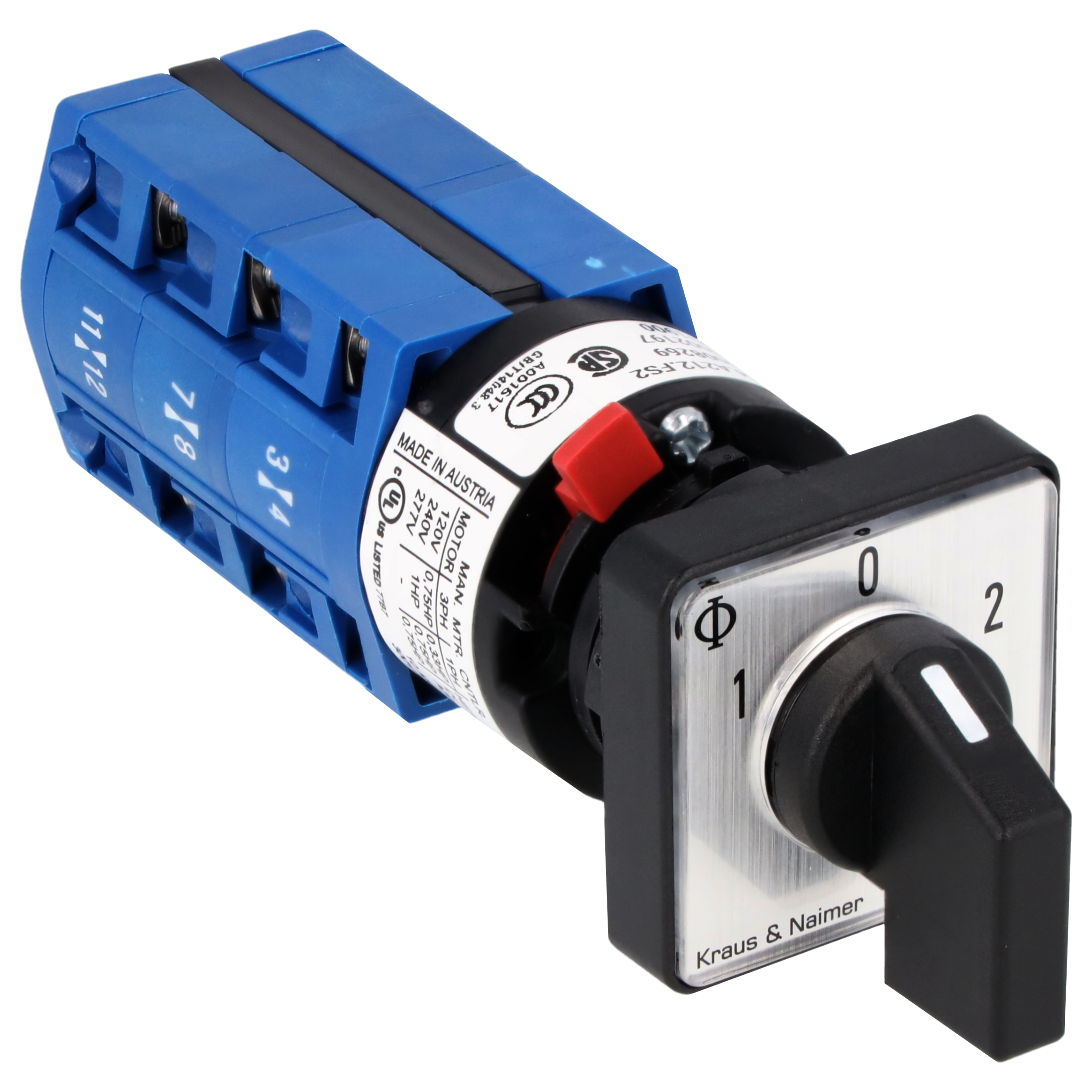 Switch; 3-pole; 1-0-2; single hole mounting