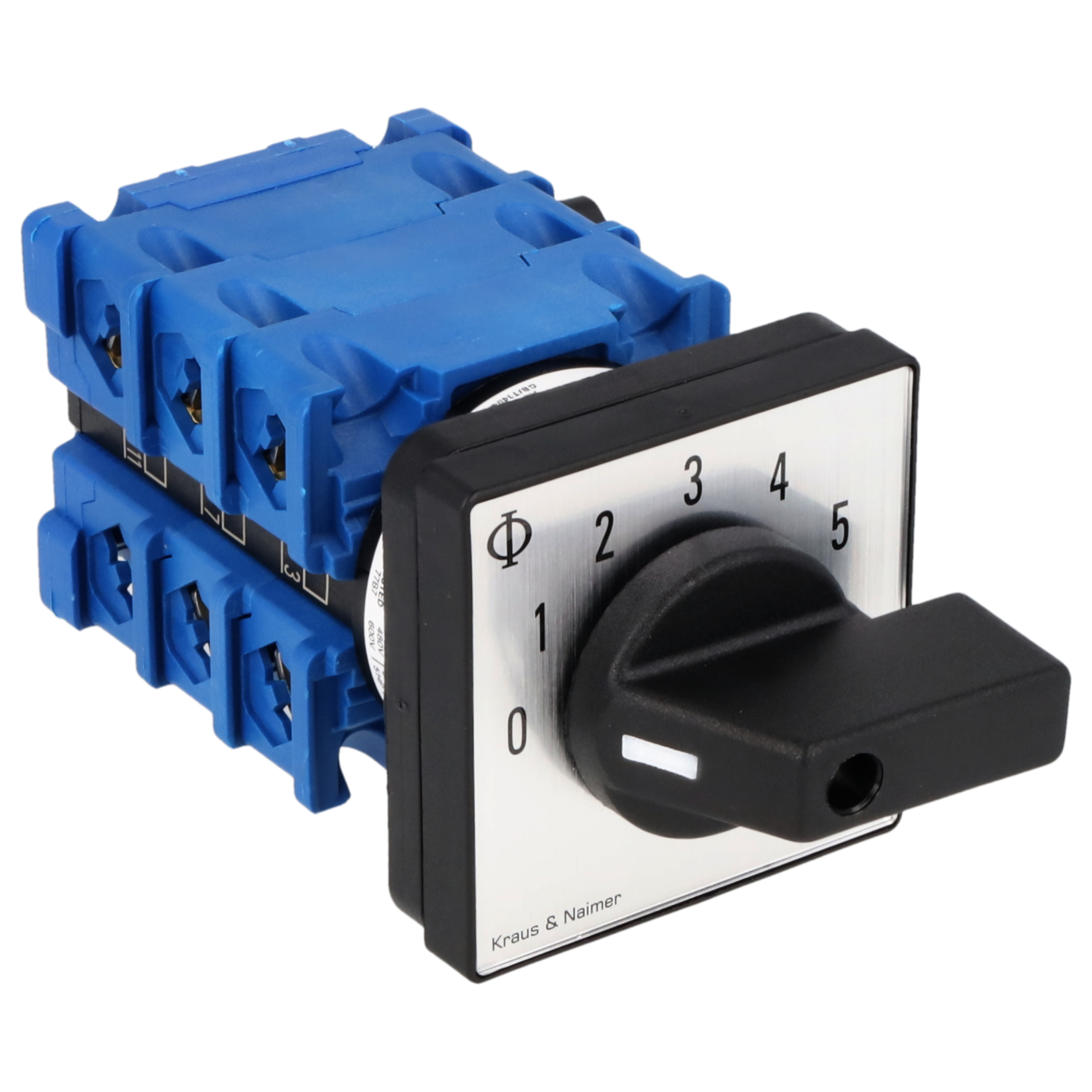 Stufenschalter 0-5; 1-polig; 0->5; Fronteinbau 4-Loch