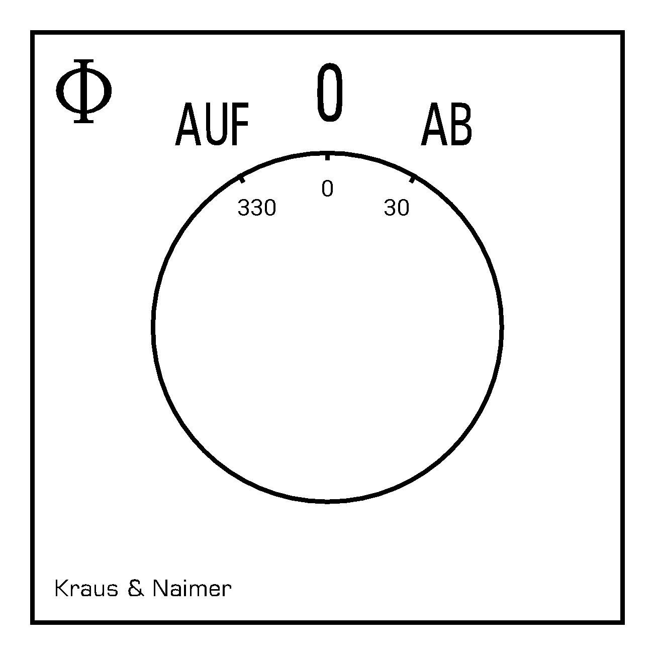 Umschalter m.0, RZ; 1-polig; AUF-0-AB; Fronteinbau 4-Loch