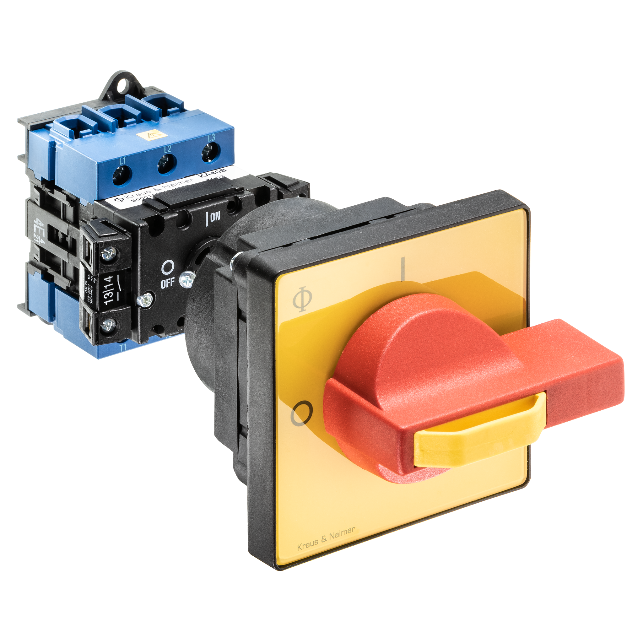 Hauptschalter; Ausschalter; 3-polig; 0-I; Verteilereinbau/Reiheneinbau; Sperrvorrichtung; Achsverlängerung; Hilfskontakt