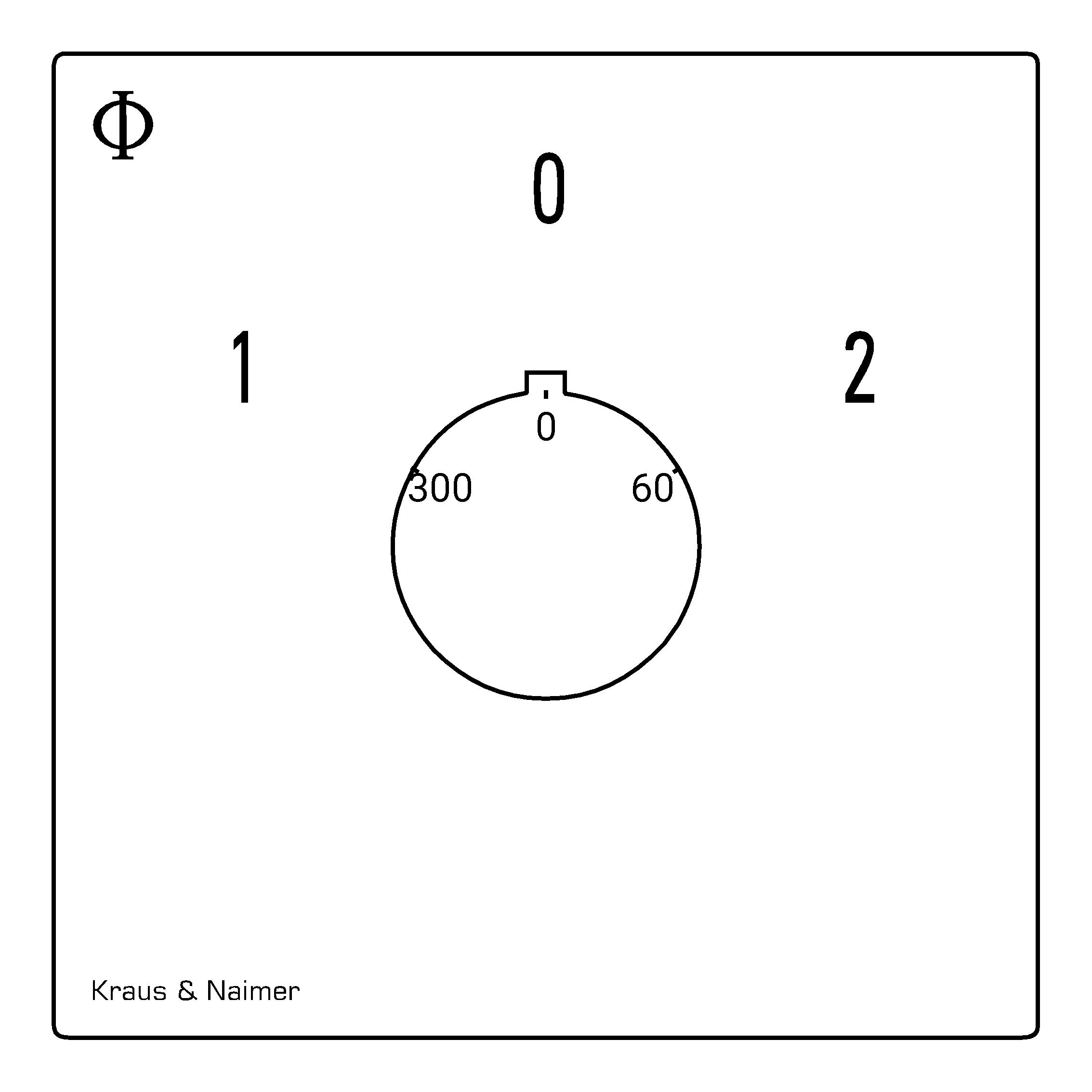 Changeover switch w. OFF; 1-pole; 1-0-2; Flush mounting