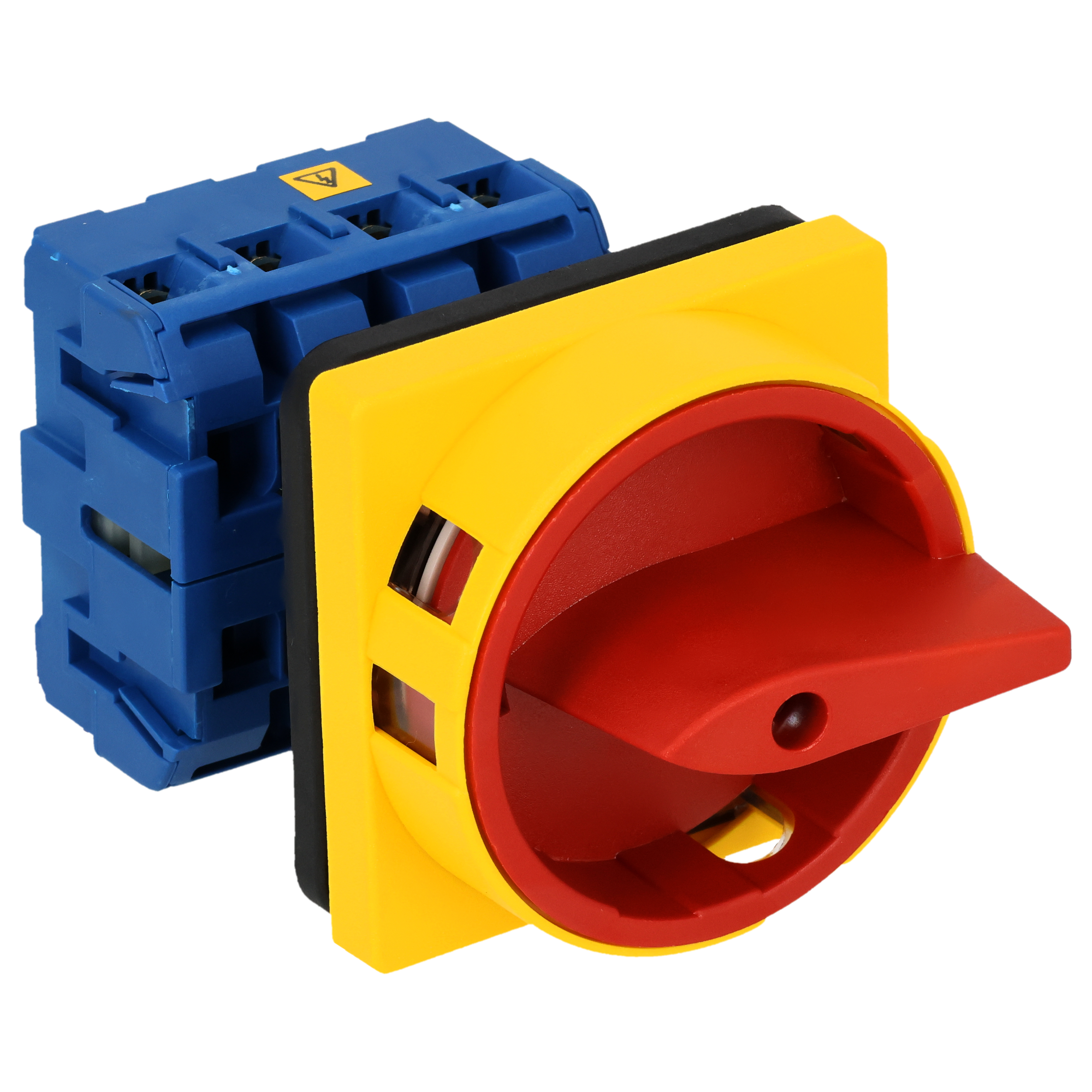 Hauptschalter; Ausschalter; 4-polig; 0-I; Fronteinbau 4-Loch; Sperrvorrichtung; rot