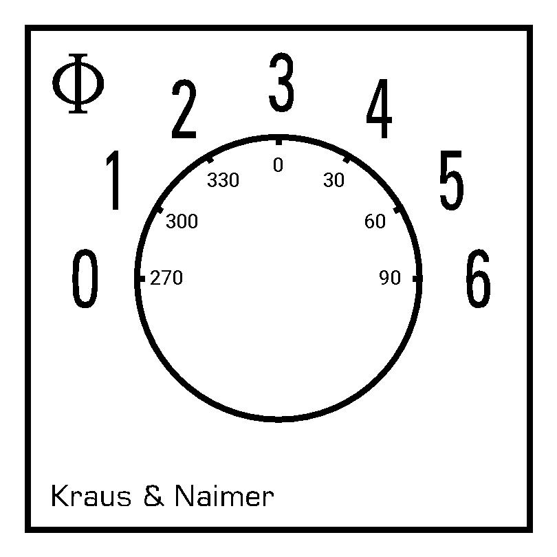 Stufenschalter 0-6; 1-polig; 0->6; Fronteinbau 2-Loch