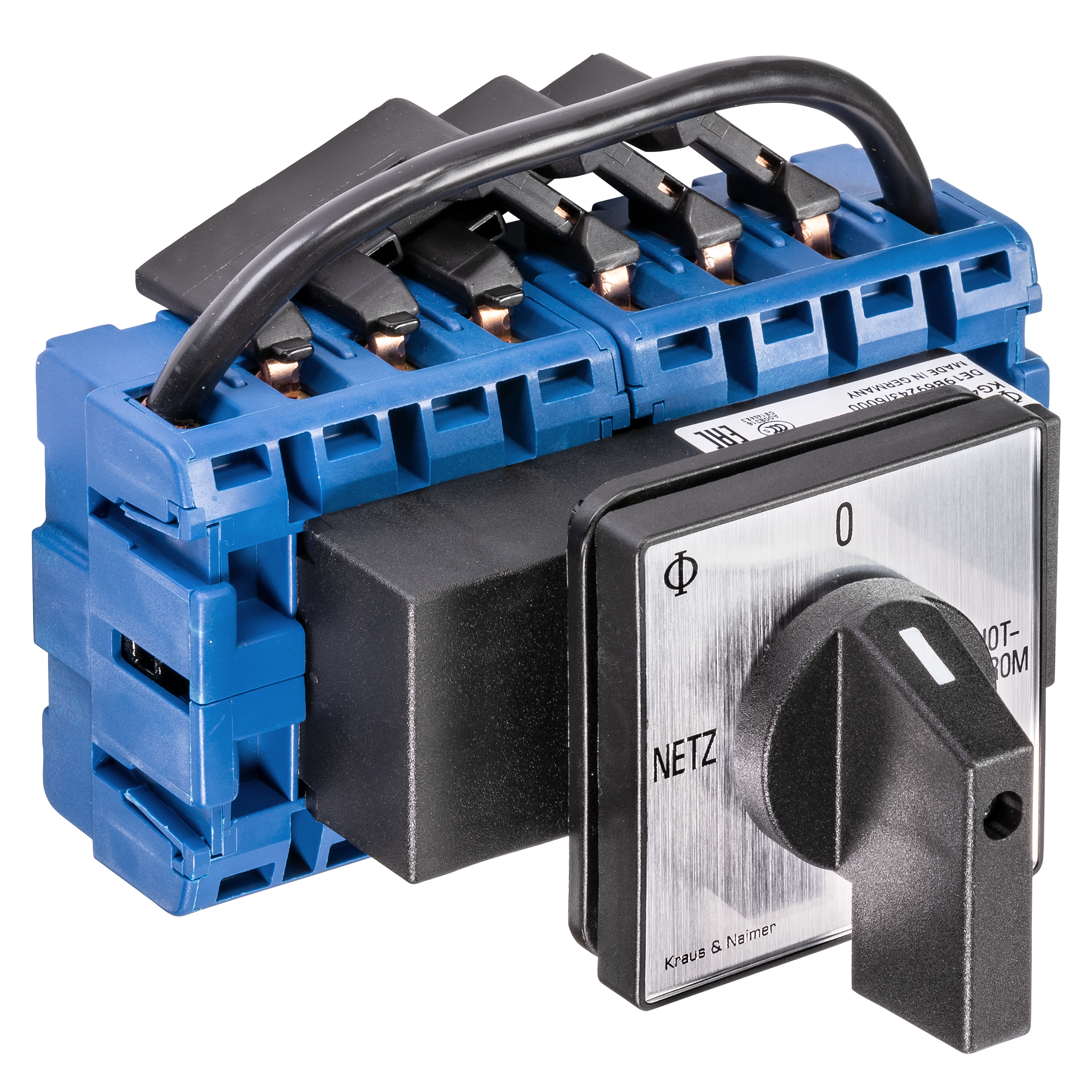 Changeover switch w. OFF; 4-pole; NETZ-0-NOTSTROM; Panel mounting 4-hole