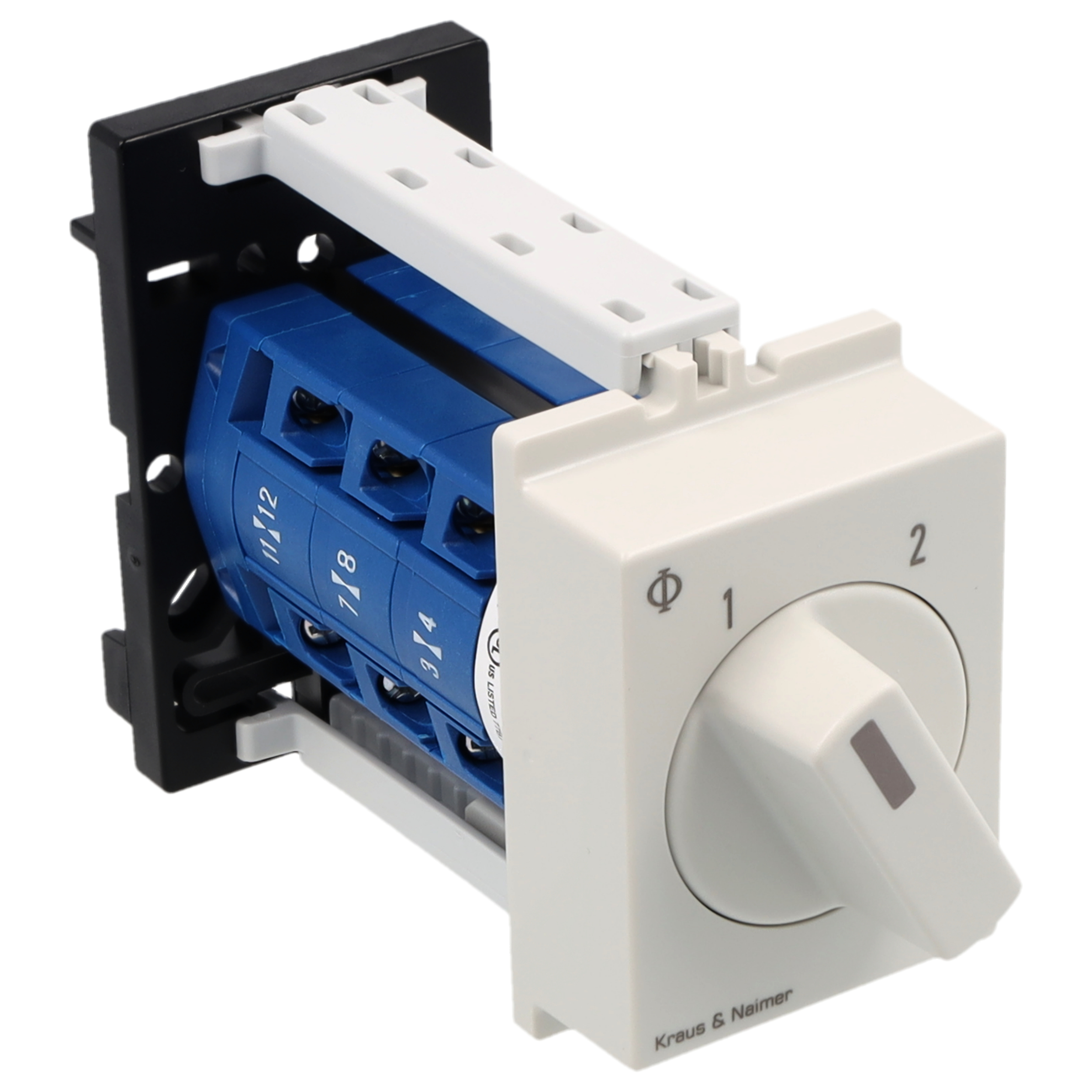 Changeover switch w/o OFF; 3-pole; 1-2; DIN rail mounting