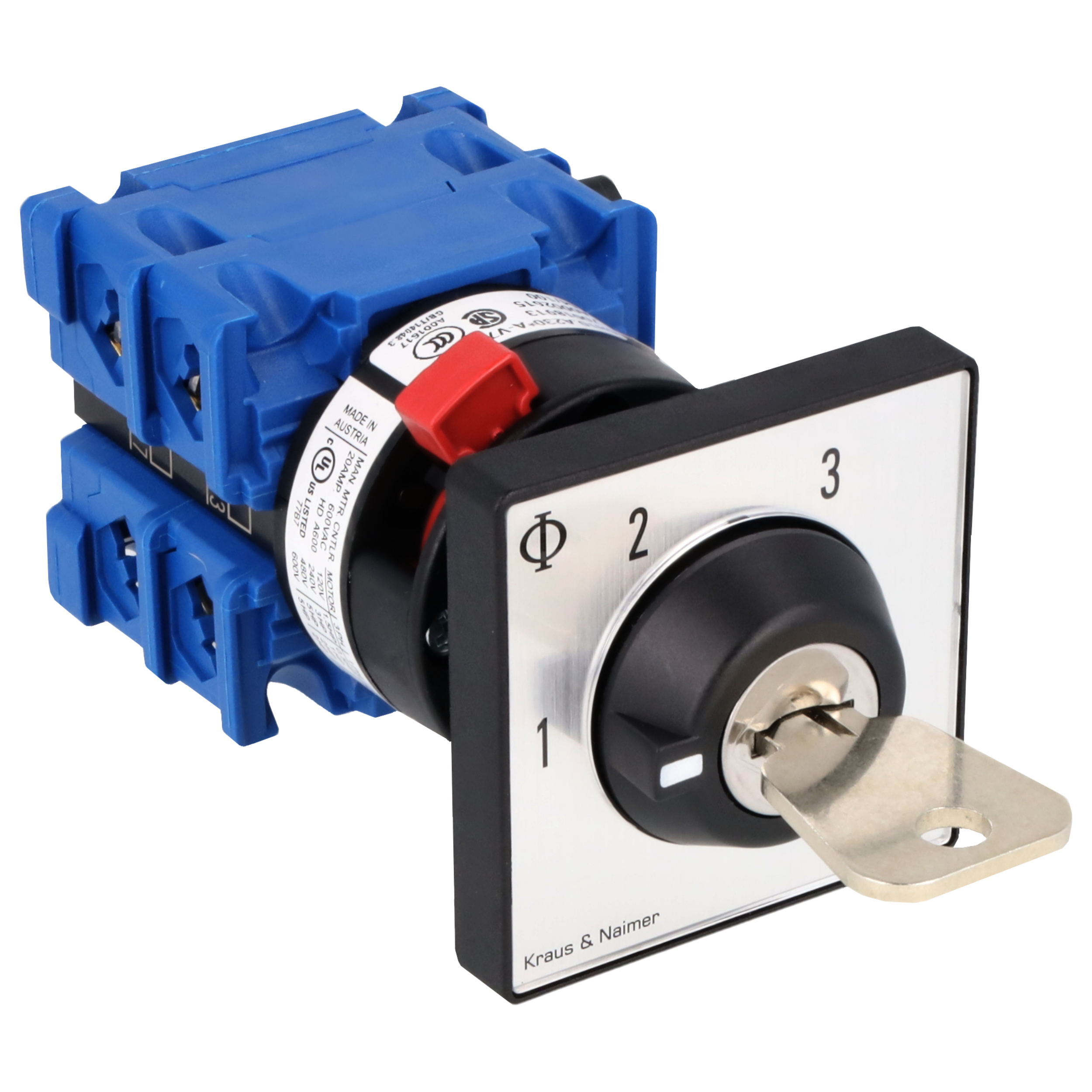 Schlüsselschalter; Stufenschalter 1-3; 1-polig; 1-2-3; Zentralbefestigung; Schlüsseleinrichtung