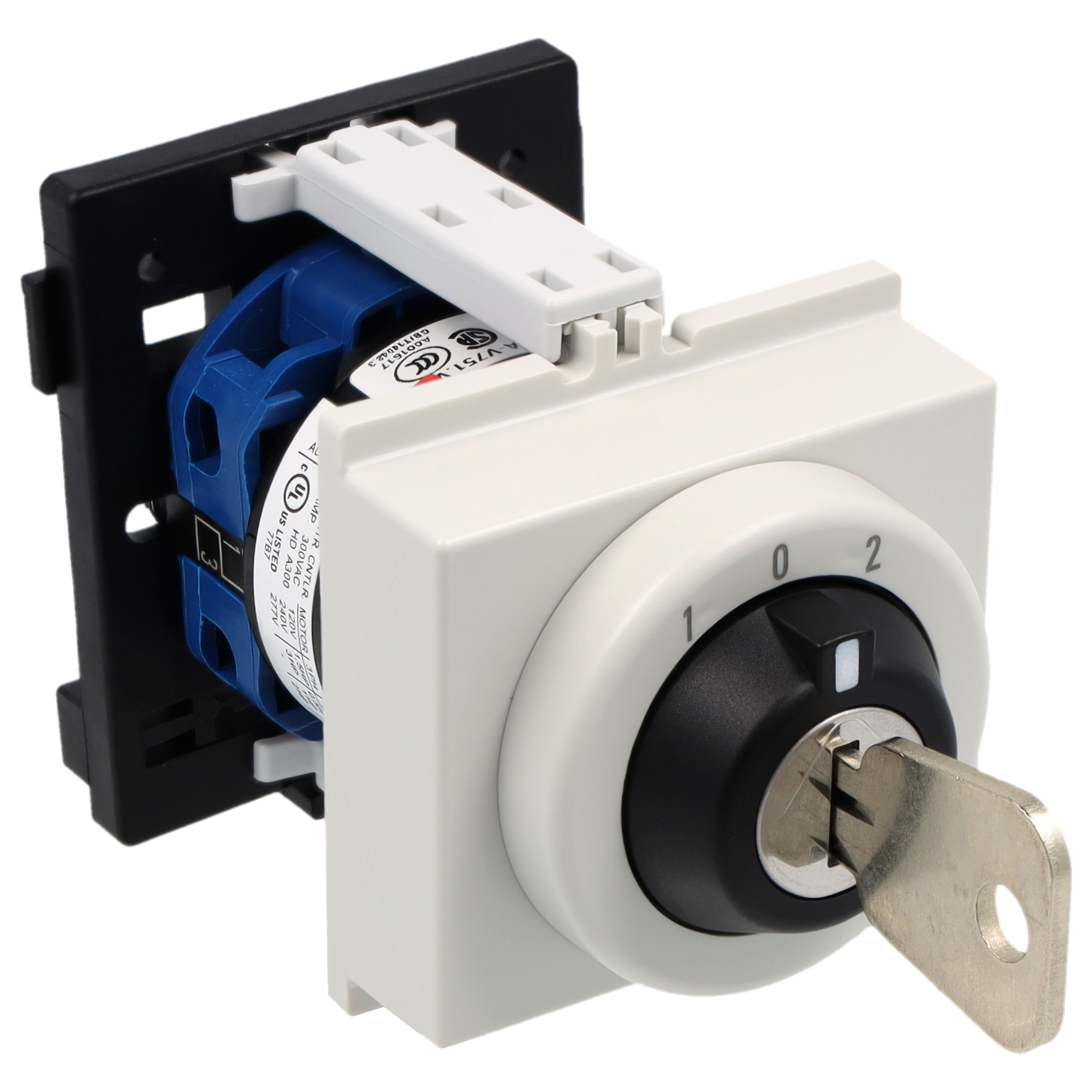 Key switch; Changeover switch w. OFF, SR; 1-pole; 1-0-1; DIN rail mounting; Key-Lock Device