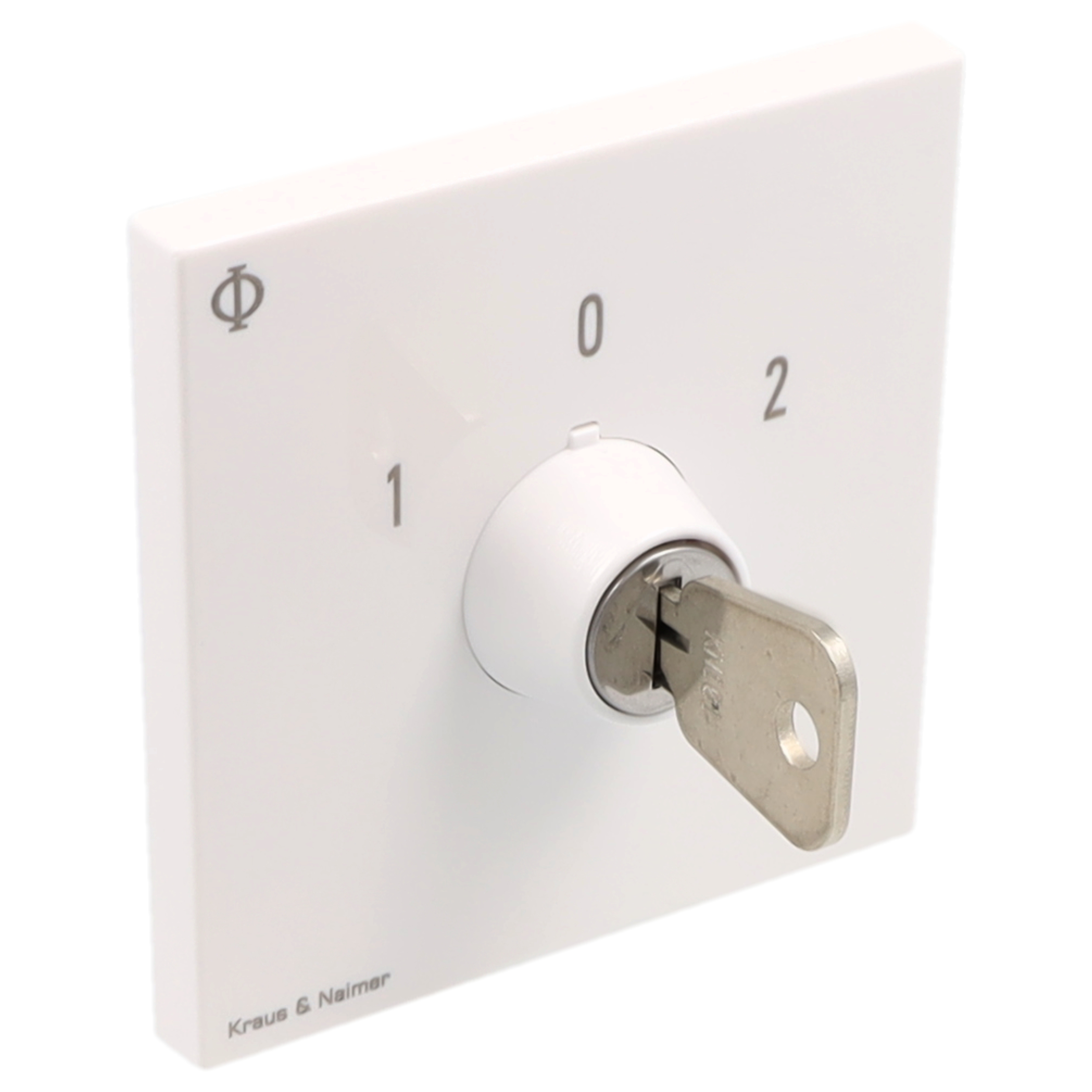 Key switch; Changeover switch w. OFF; 1-pole; 1-0-2; Flush mounting; Key-Lock Device