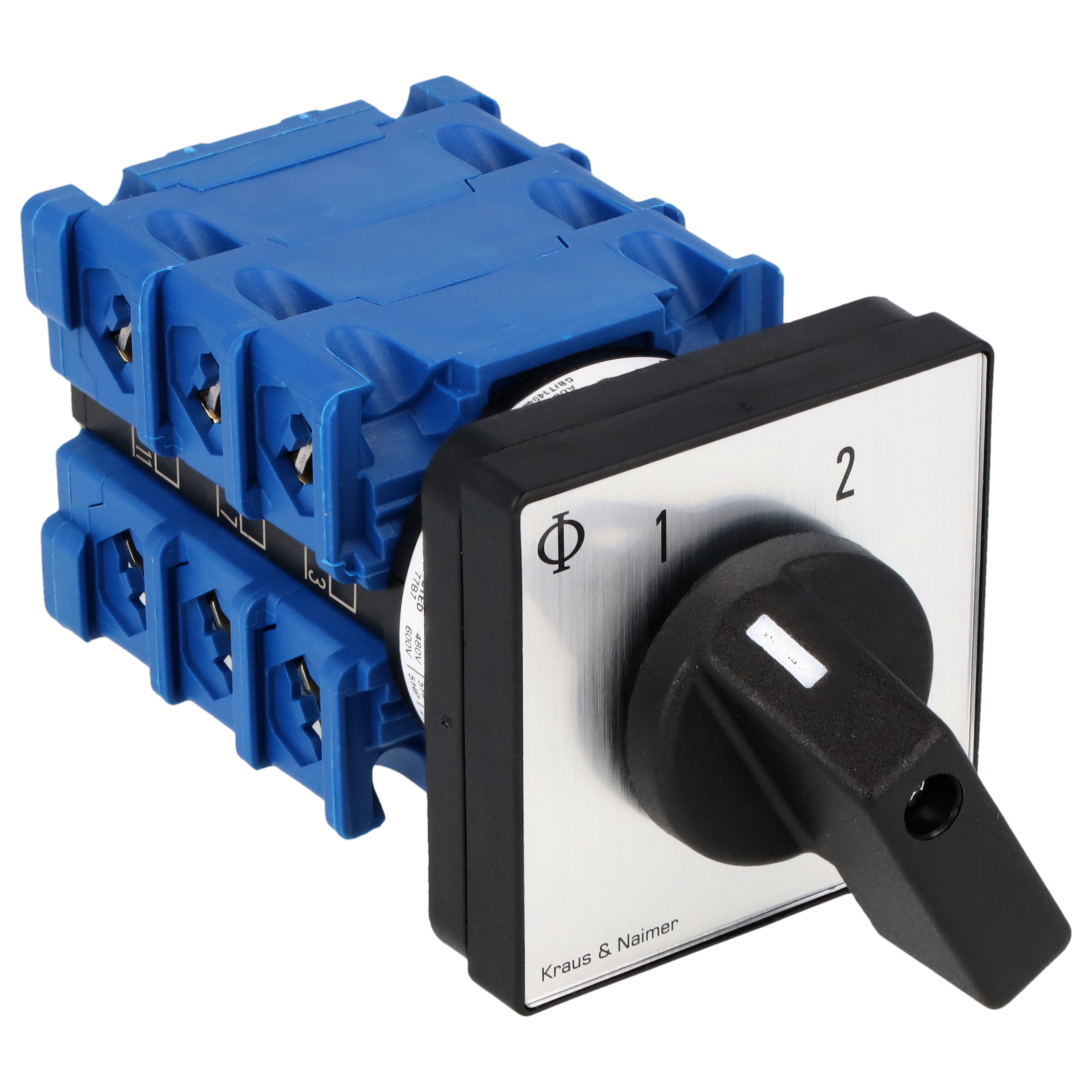 Umschalter o.0, galv.getr.; 3-polig; 1-2; Fronteinbau 4-Loch