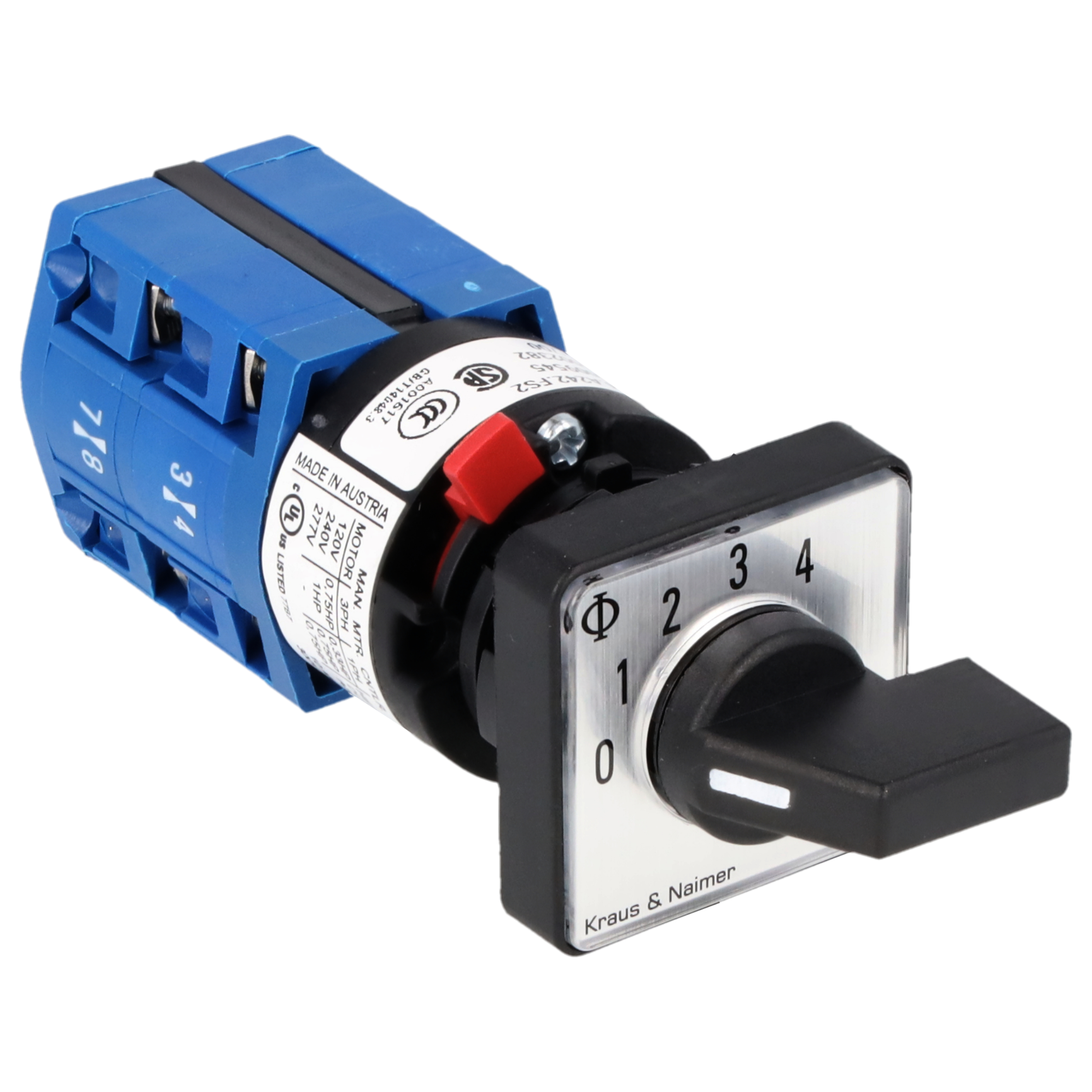 Multi-step switch 0-4; 1-pole; 0->4; single hole mounting