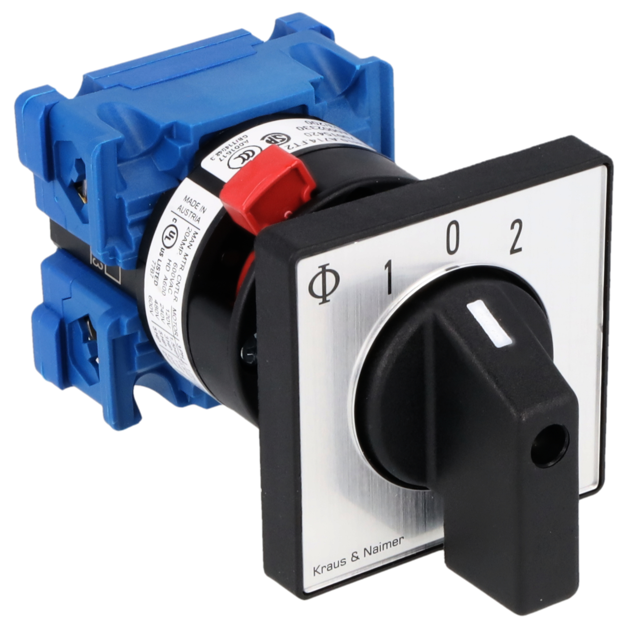 Changeover switch w. OFF, isol. cont., SR; 1-pole; 1-0-1; single hole mounting