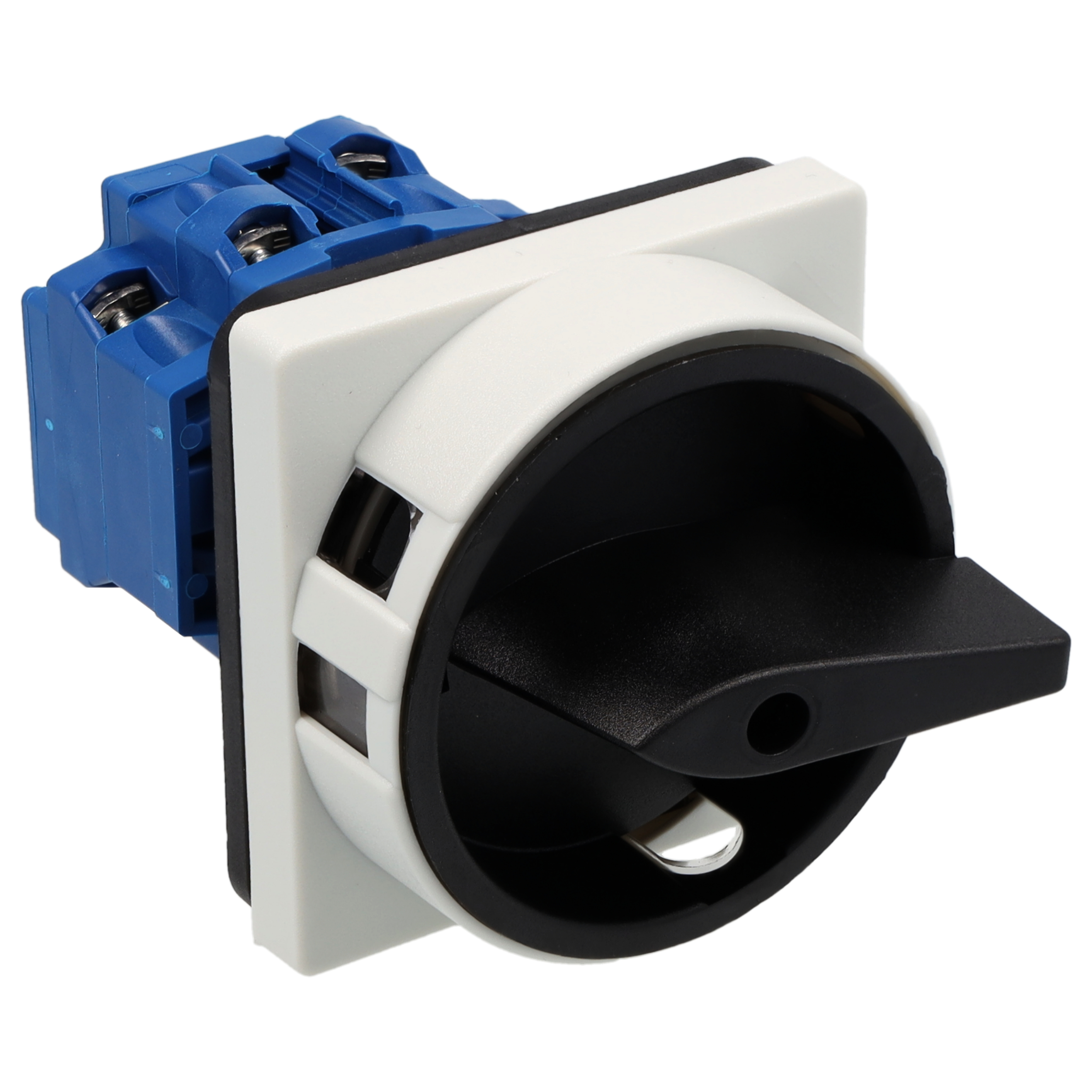 Main switch; ON/OFF switch + NO; 3-pole; 0-I; Panel mounting 4-hole; Padlock Device; black