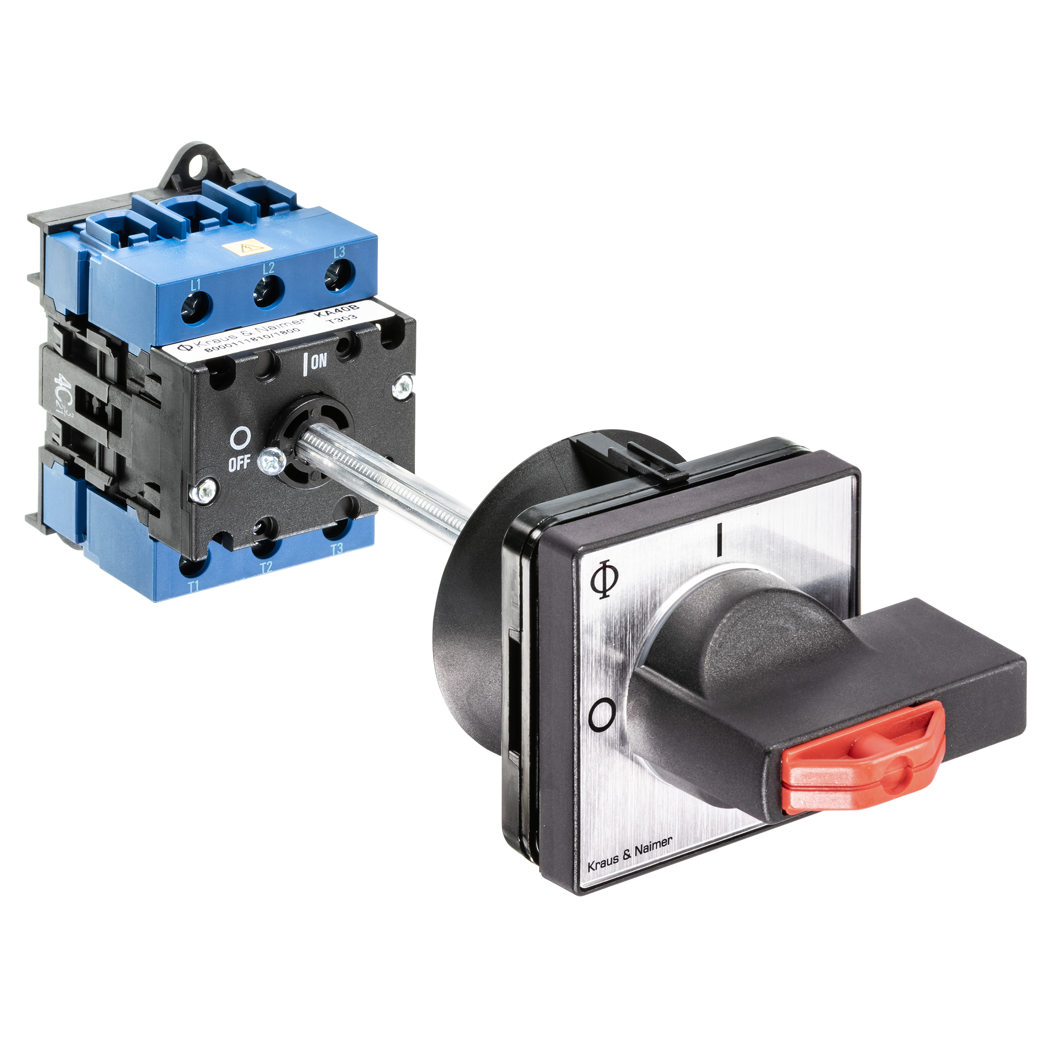 Hauptschalter; Ausschalter; 4-polig; 0-I; Verteilereinbau/Reiheneinbau; Sperrvorrichtung; Türkupplung; Achsverlängerung