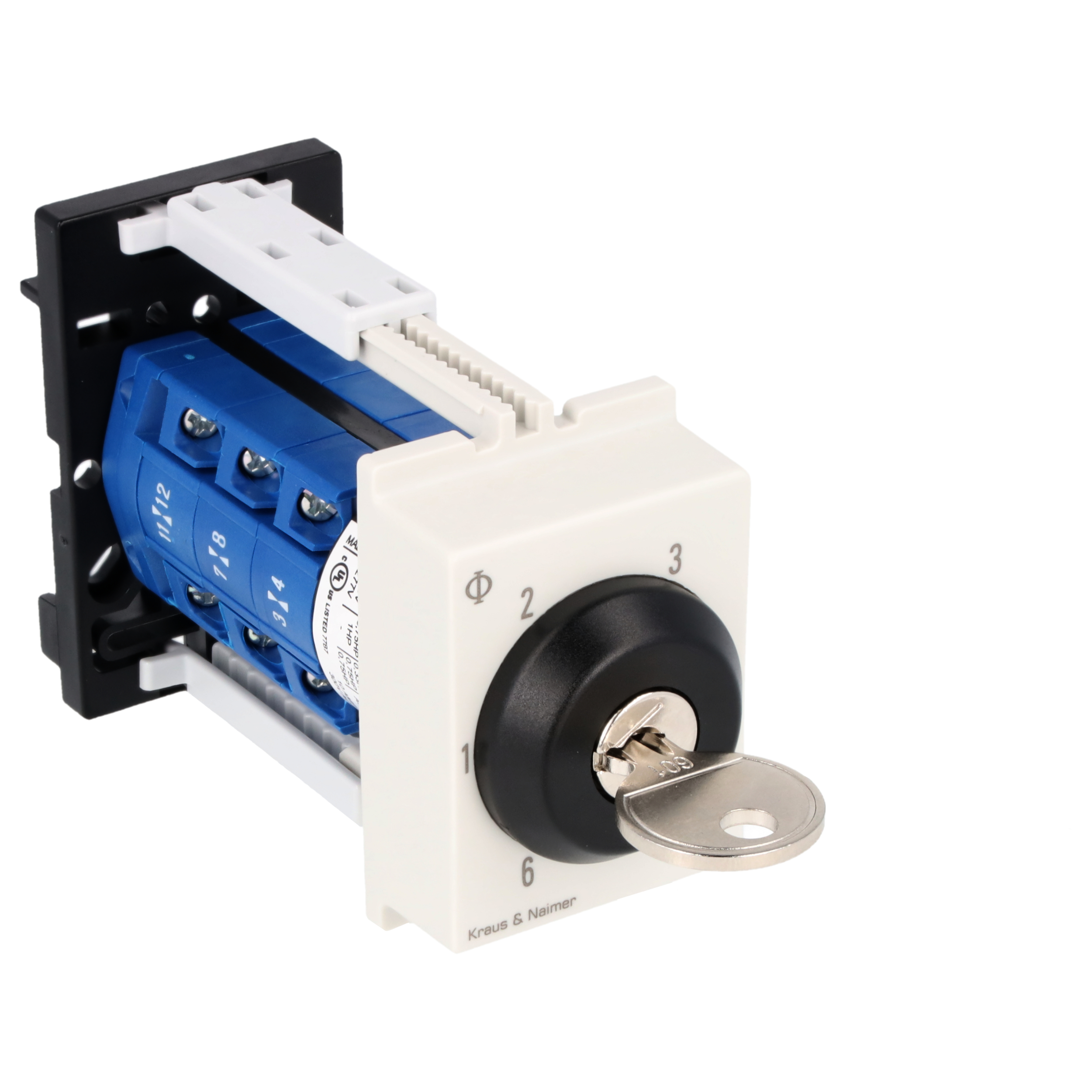 Key switch; Switch; 3-pole; 1-0-2; DIN rail mounting; Key-Lock Device