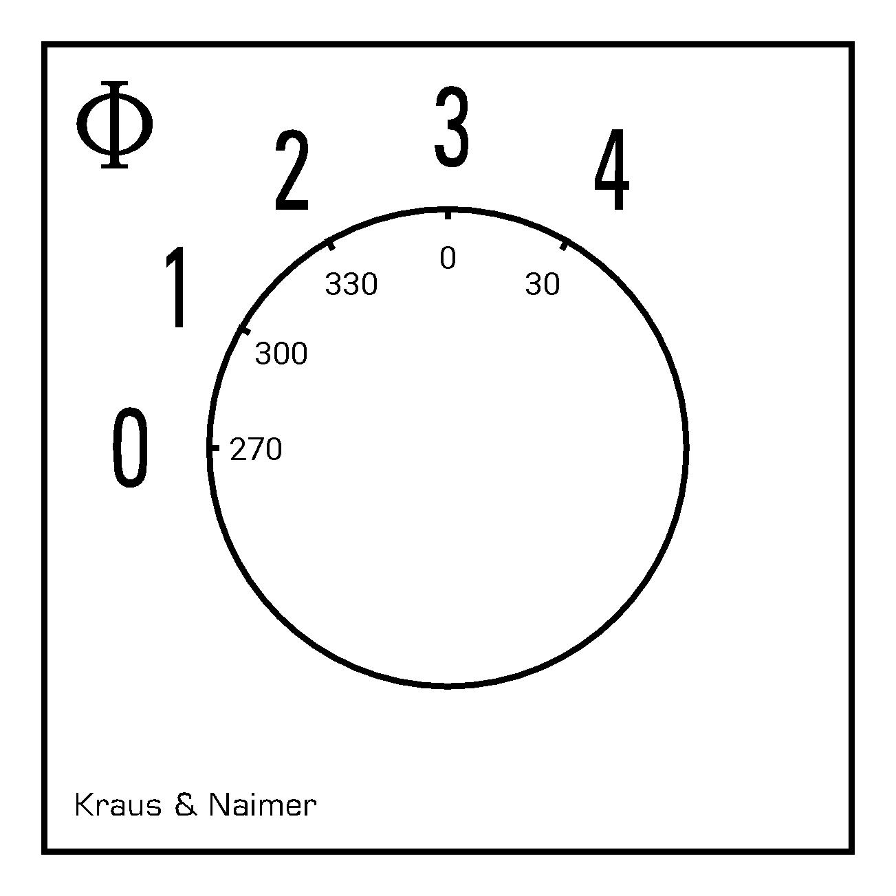 Stufenschalter 0-4; 1-polig; 0->4; Fronteinbau 4-Loch