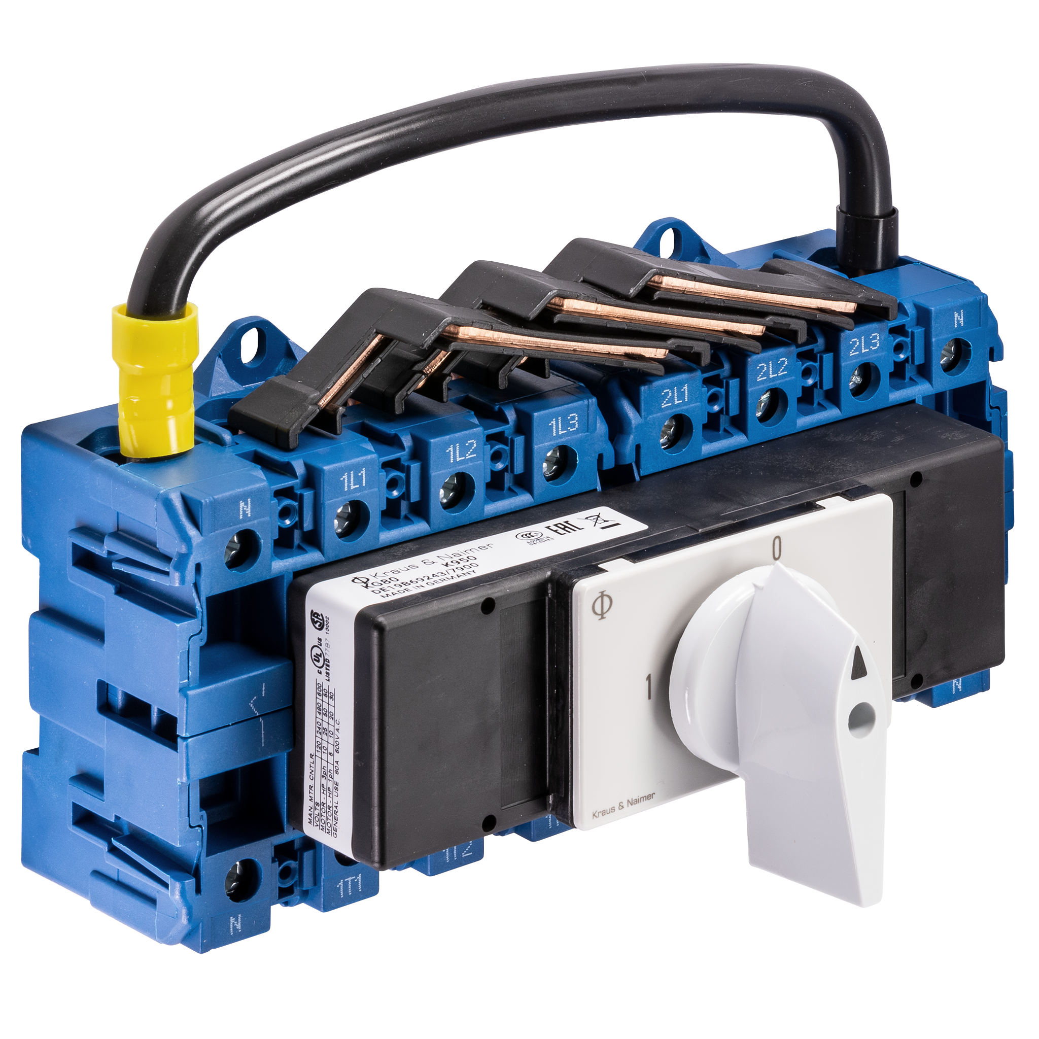 Changeover switch w. OFF; 4-pole; 1-0-2; Base mounting/DIN rail mounting