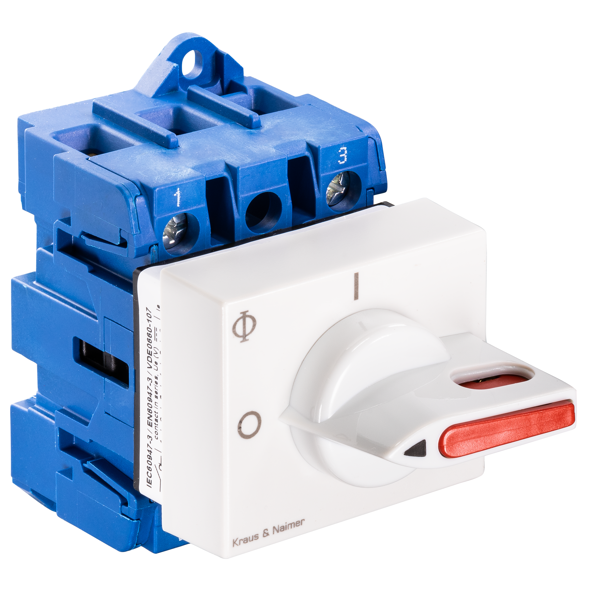 DC - Main switch; ON/OFF switch; 2-pole; 0-I; Base mounting/DIN rail mounting; Padlock Device; electric gray, locking bar flag red