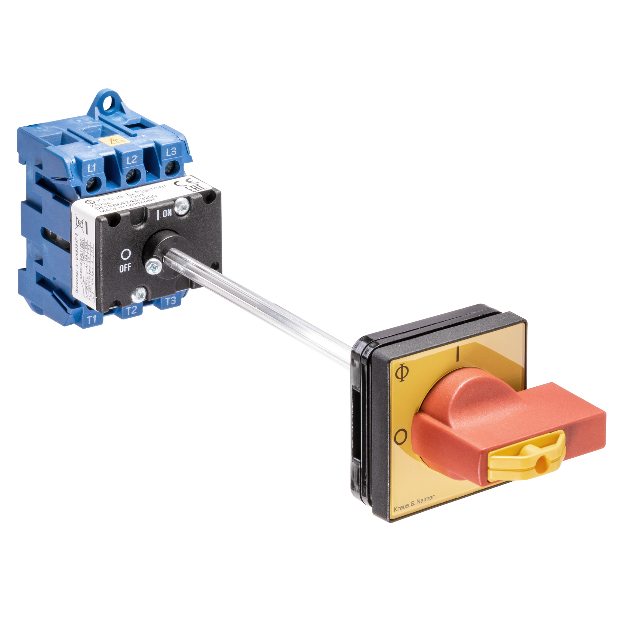 Main switch; ON/OFF switch; 3-pole; 0-I; Base mounting/DIN rail mounting; Padlock Device; Door Clutch; Shaft Extension