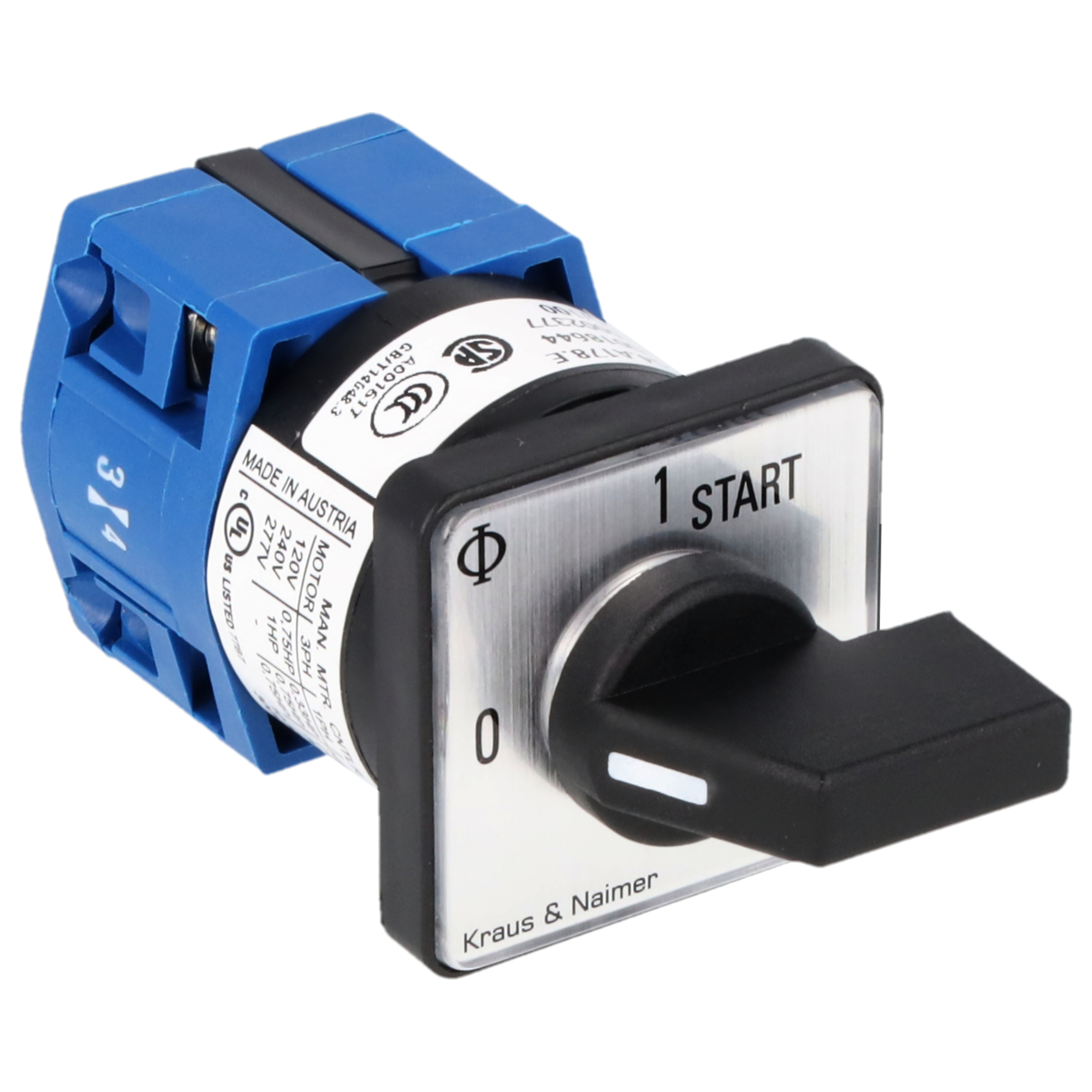 Ein-Aus-Schalter; 0-1-START; Fronteinbau 2-Loch