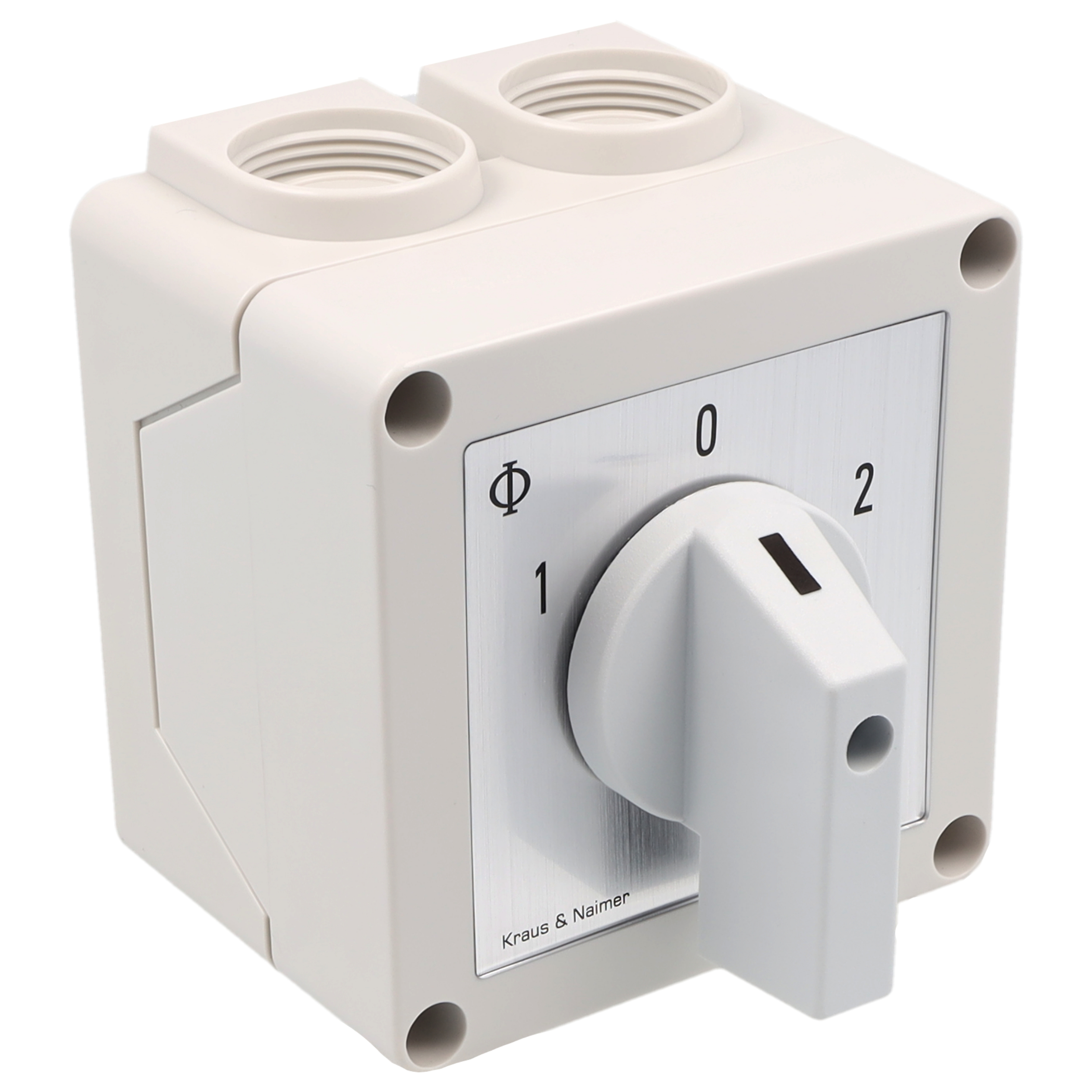 Changeover switch w. OFF; 2-pole; 1-0-2; Plastic housing