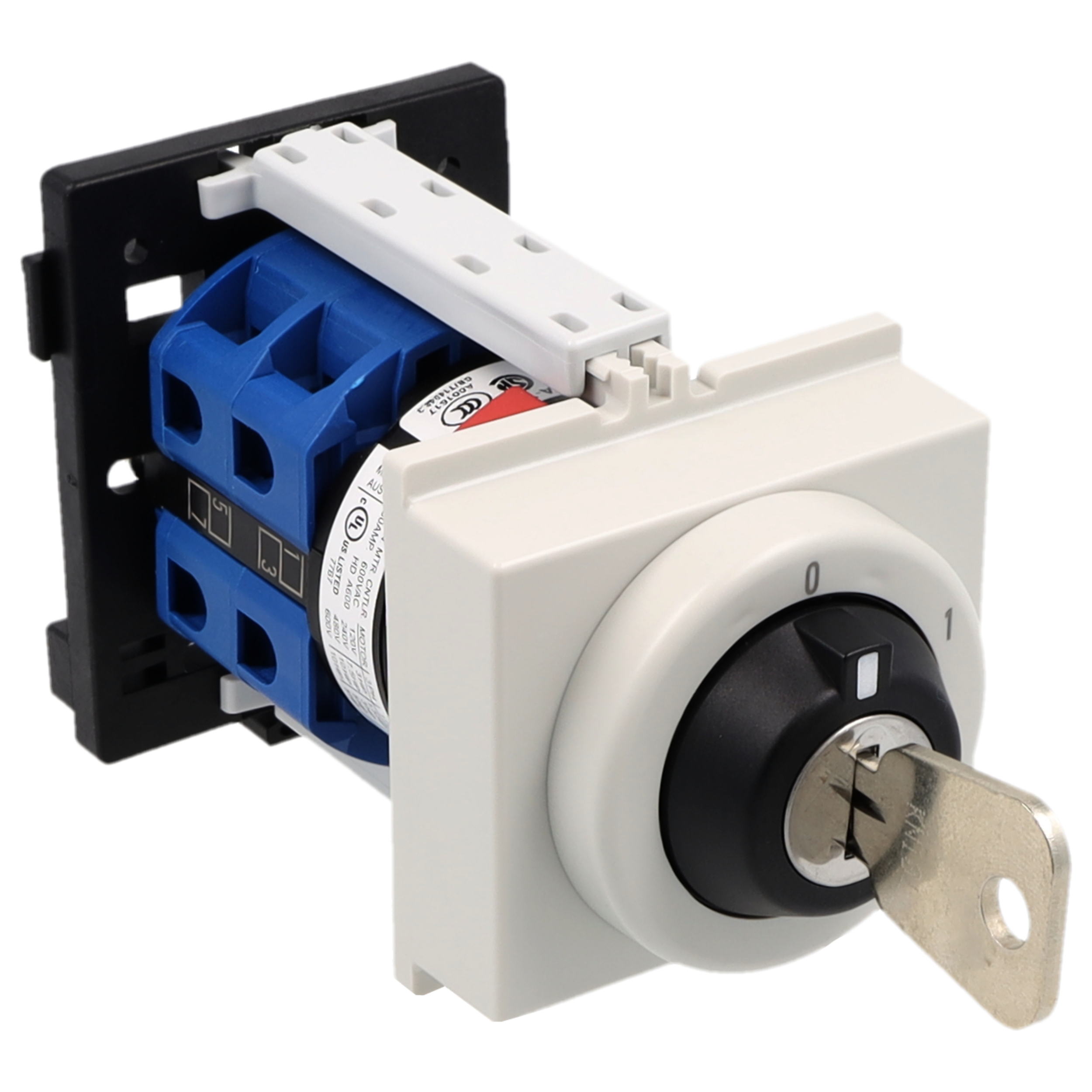 Schlüsselschalter; Ausschalter; 3-polig; 0-1; Reiheneinbau; Schlüsseleinrichtung