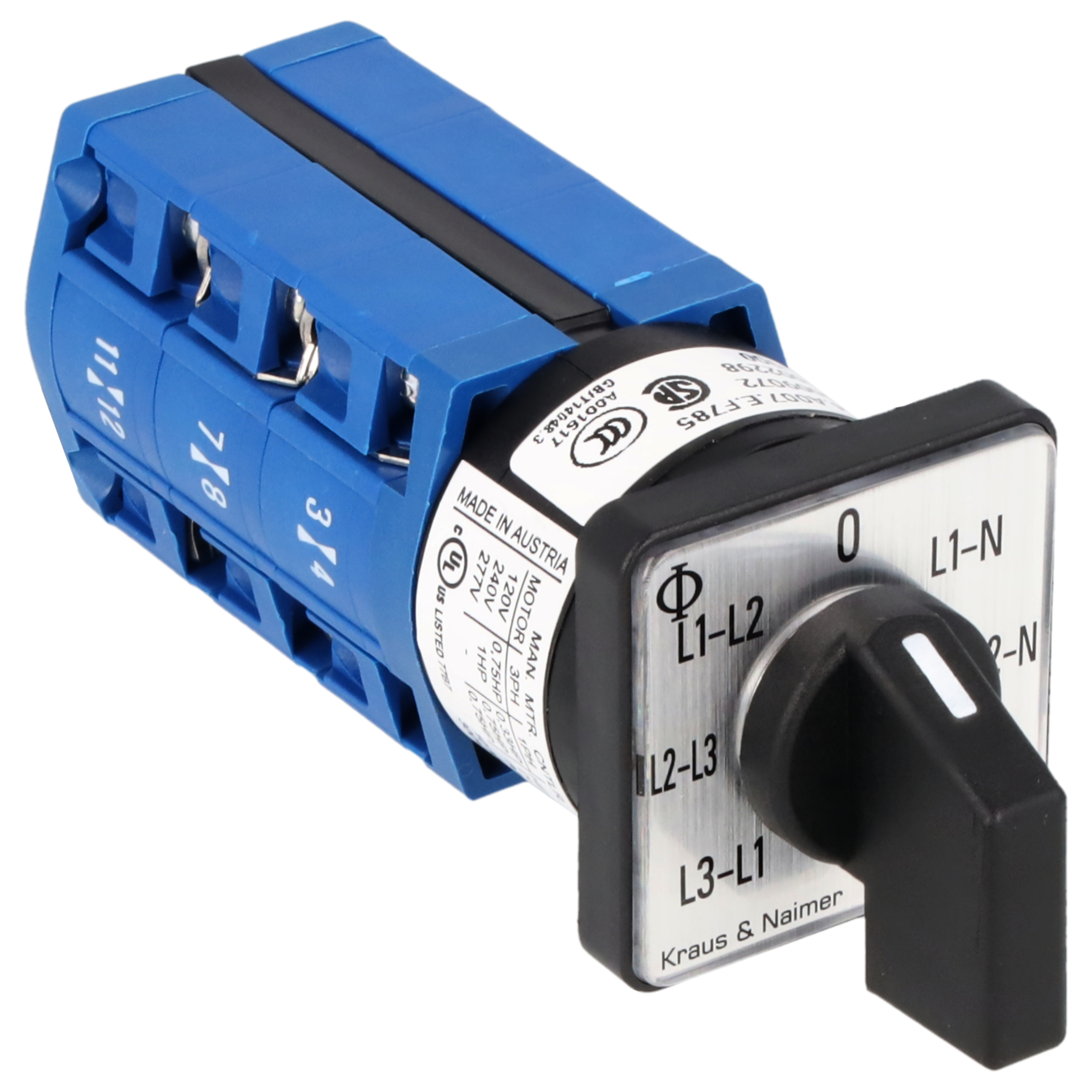 Voltmeter changeover switch; Panel mounting 2-hole