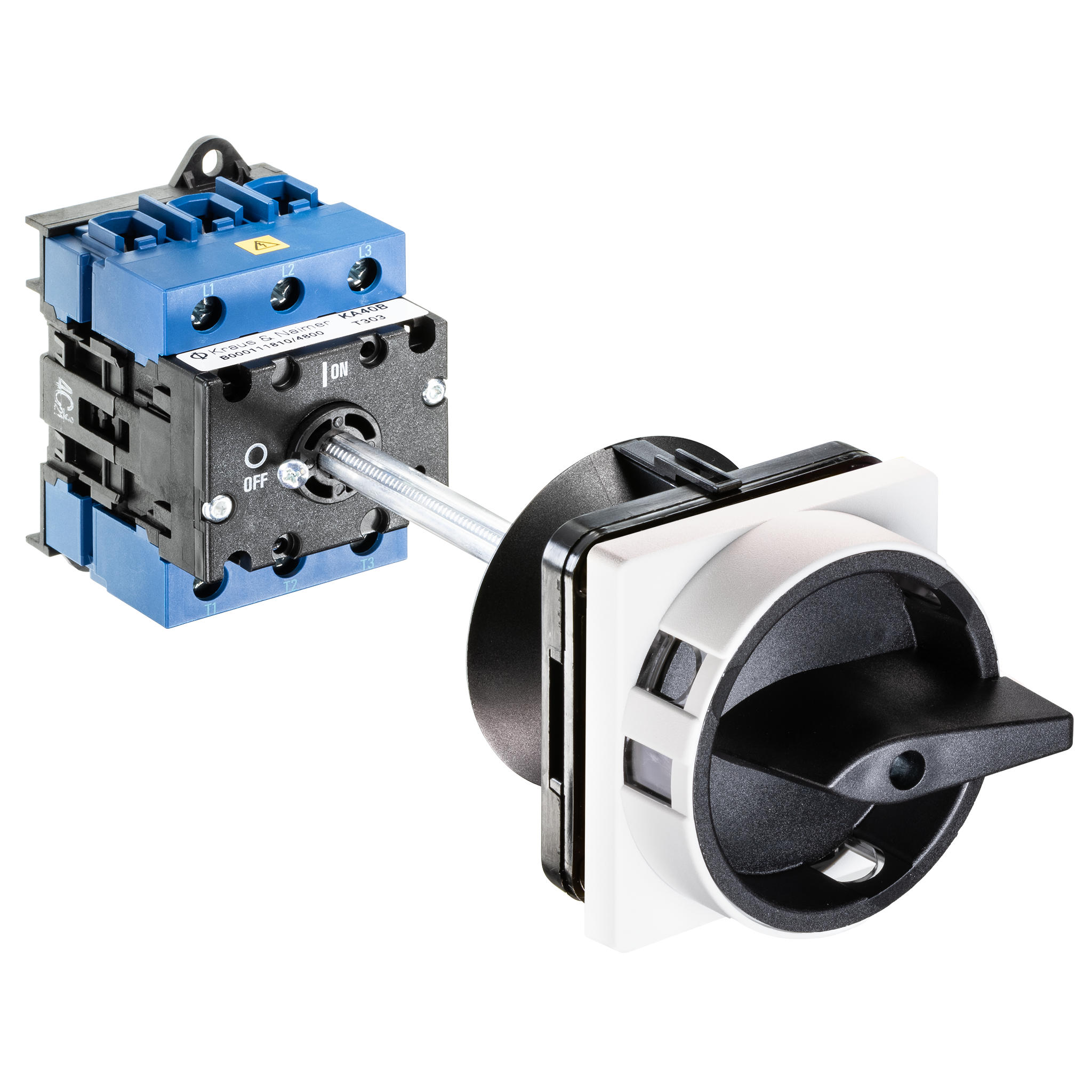 Hauptschalter; Ausschalter; 3-polig; 0-I; Verteilereinbau/Reiheneinbau; Sperrvorrichtung; schwarz; Türkupplung; Achsverlängerung