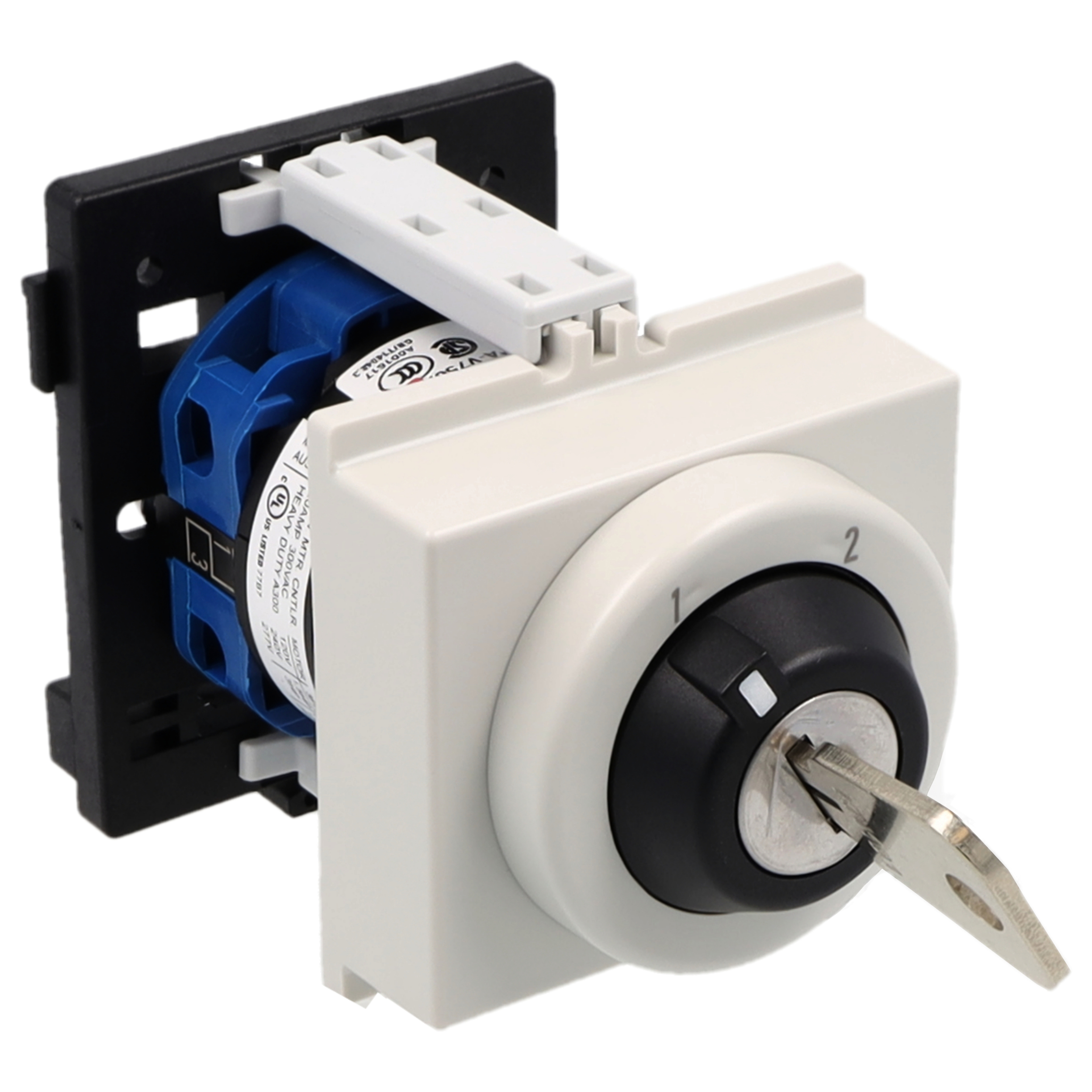 Key switch; Changeover switch w/o OFF; 1-pole; 1-2; DIN rail mounting; Key-Lock Device